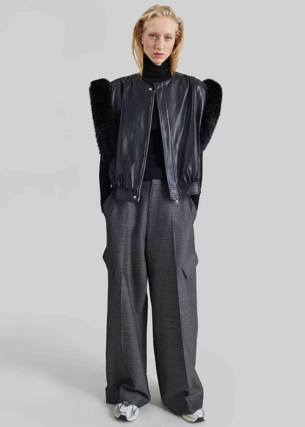 Shop the look image for Vieste Faux Fur Trim Vest - Black