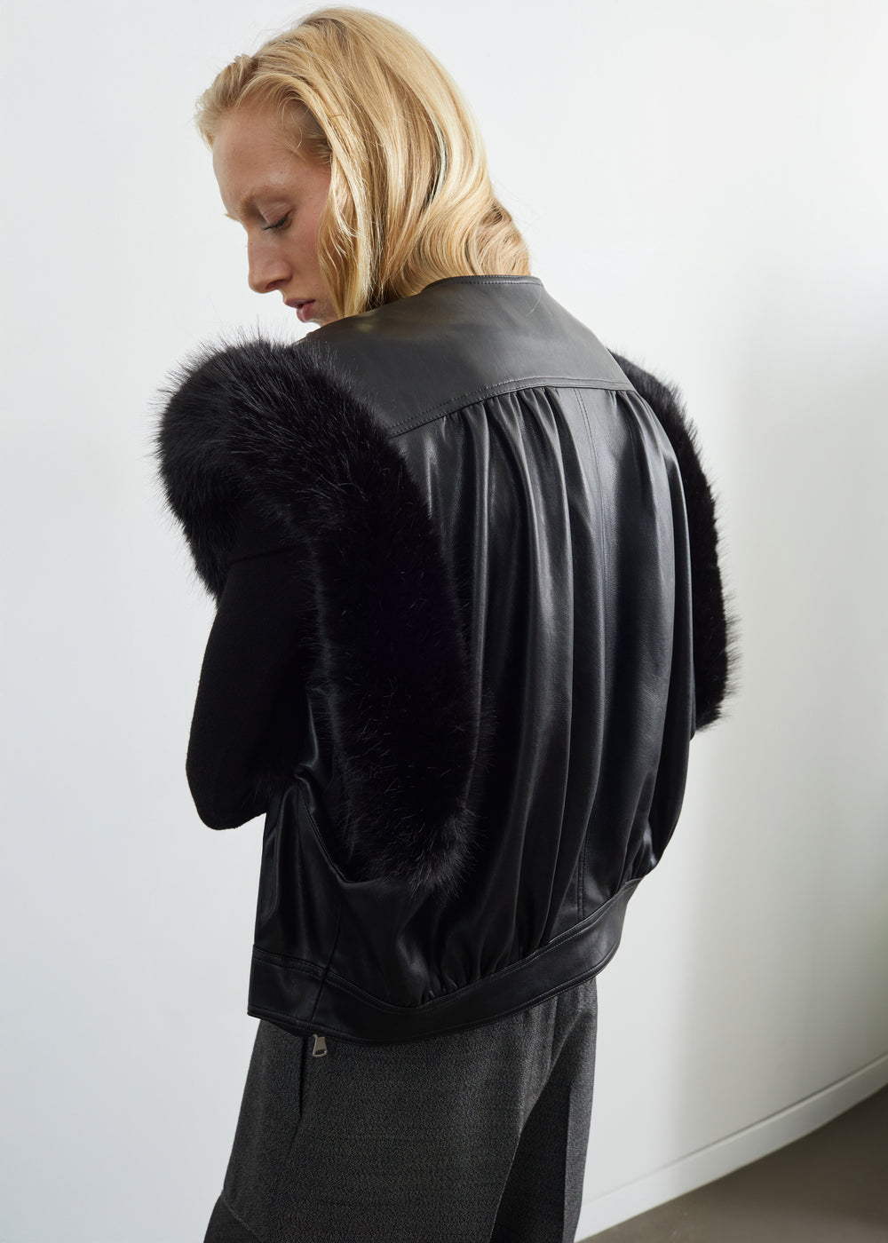 Vieste Faux Fur Trim Vest - Black - 1