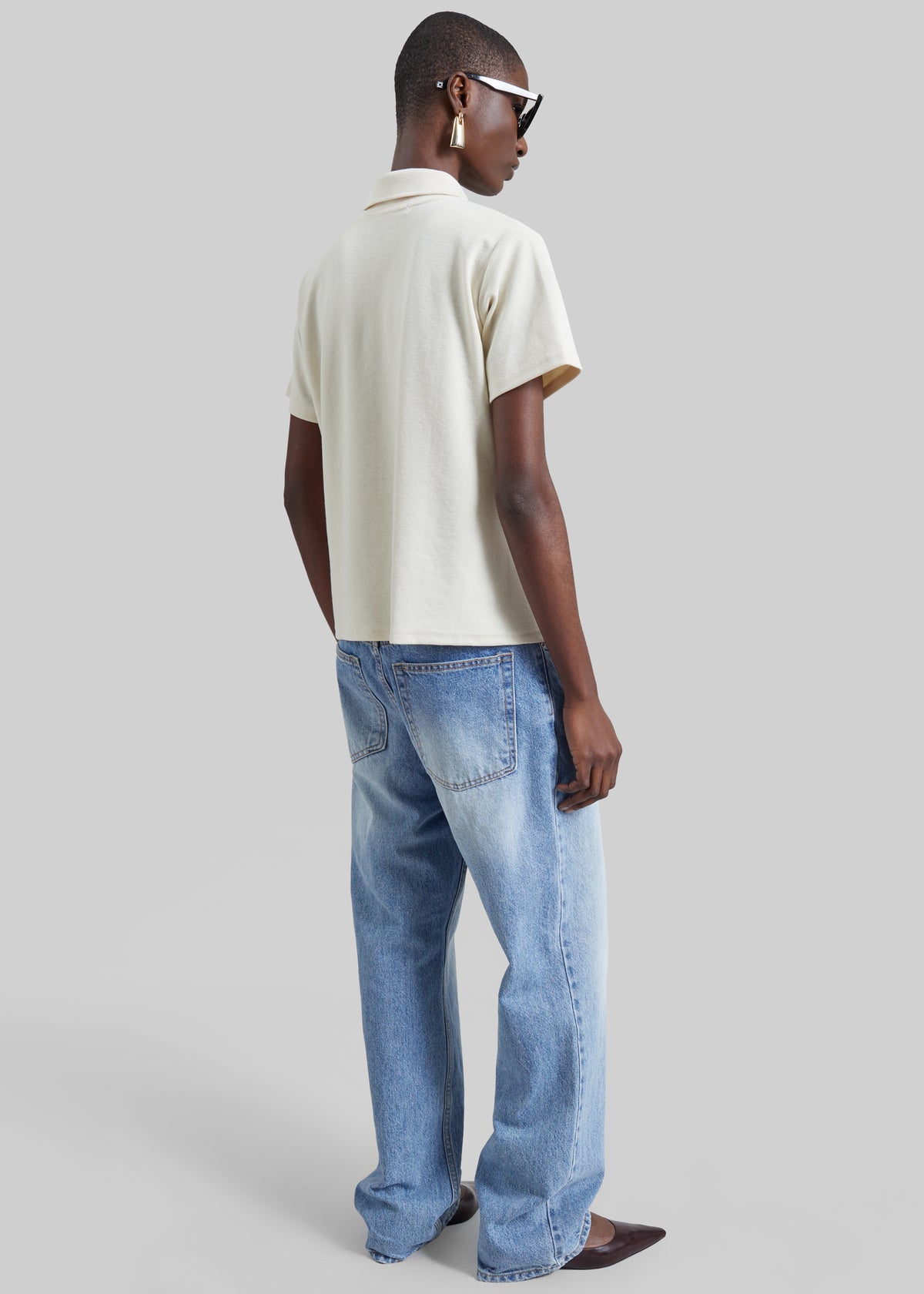 Vila Asymmetric Polo Shirt - Cream