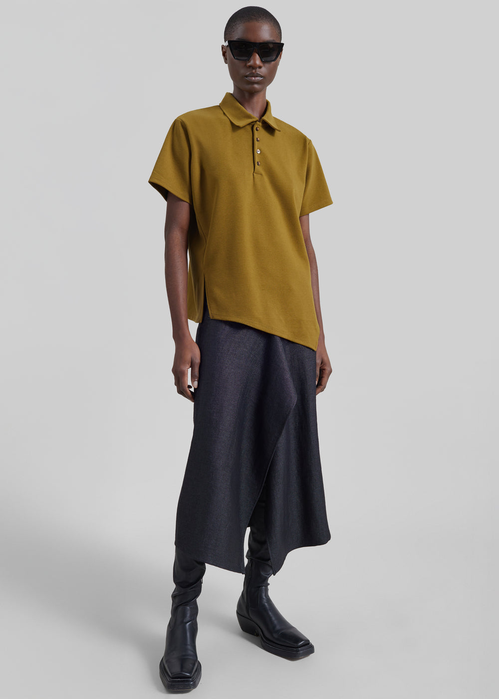 Vila Asymmetric Polo Shirt - Mustard - 1