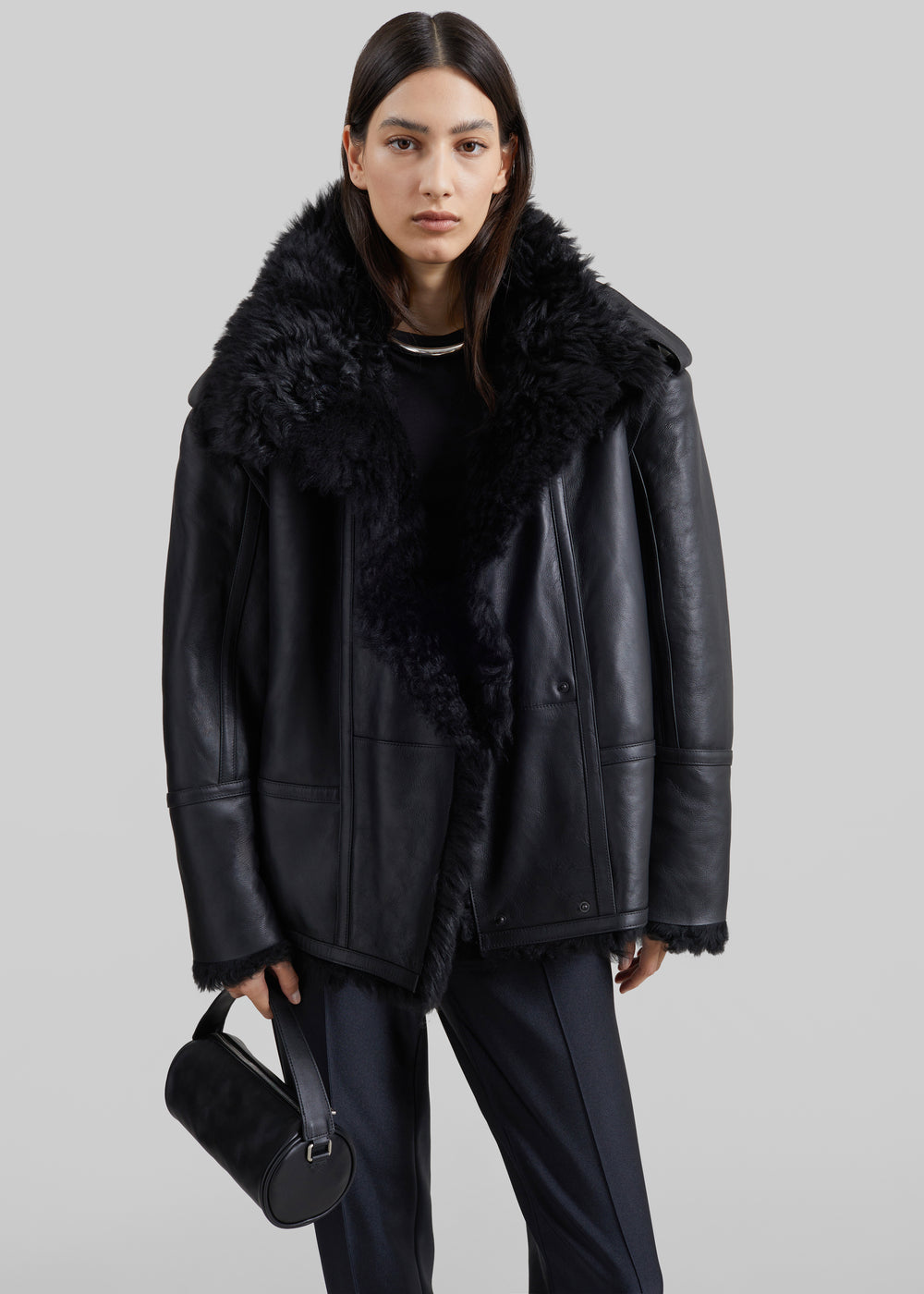 Viola Funnel Neck Jacket - Black - 1