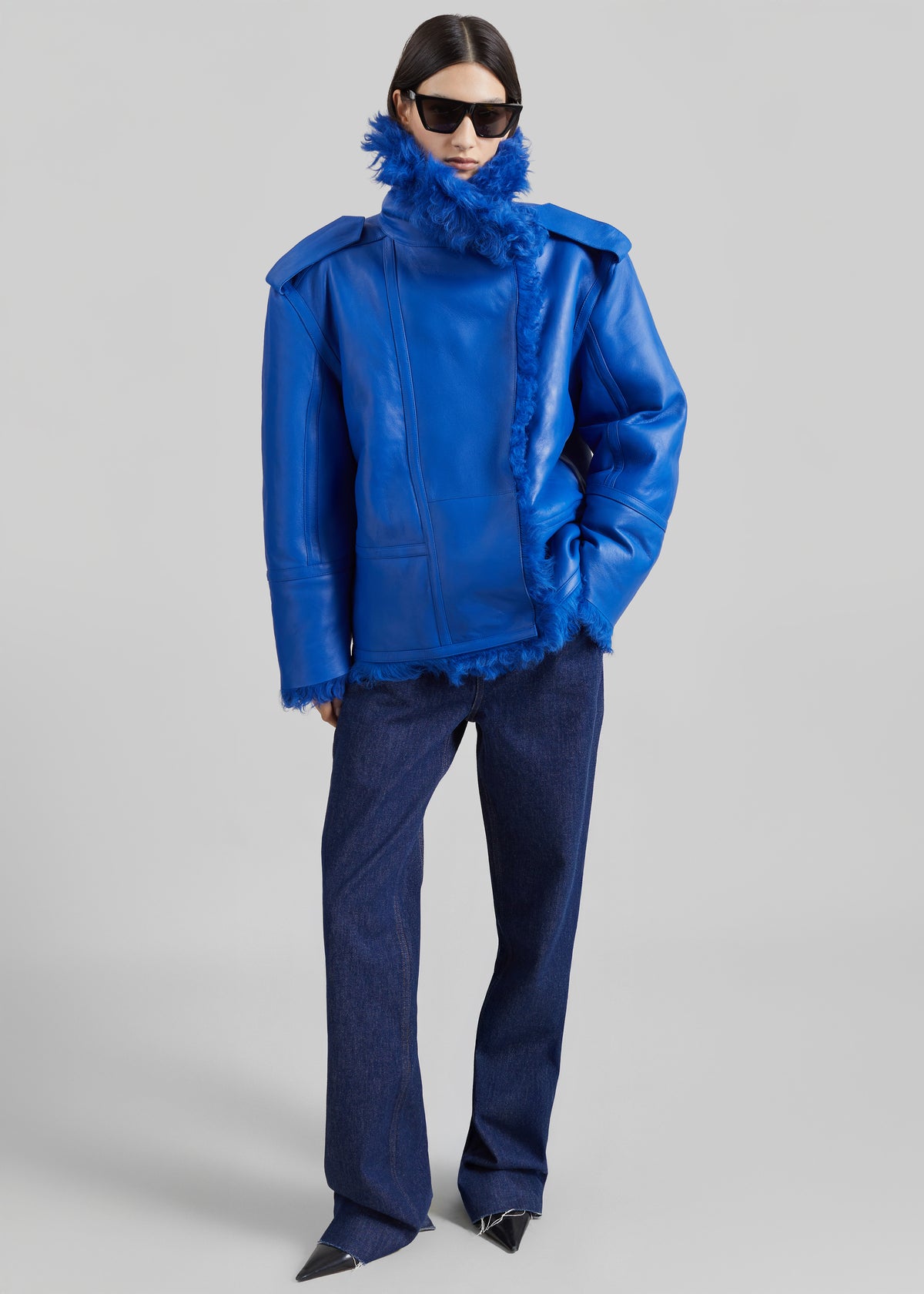 Viola Funnel Neck Jacket - Cobalt