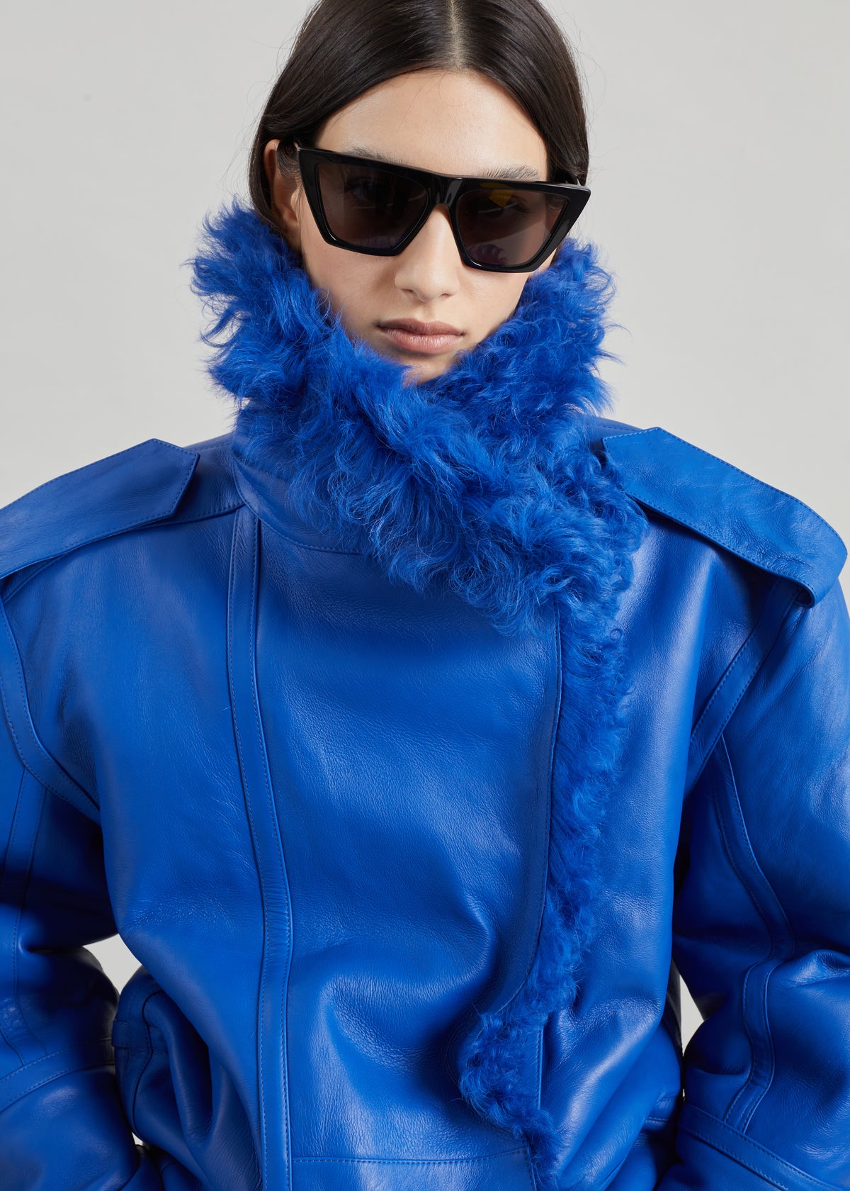 Viola Funnel Neck Jacket - Cobalt