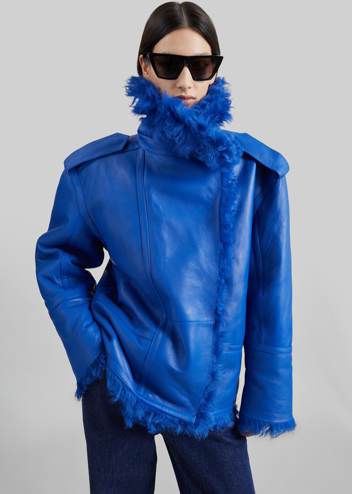 Viola Funnel Neck Jacket - Cobalt