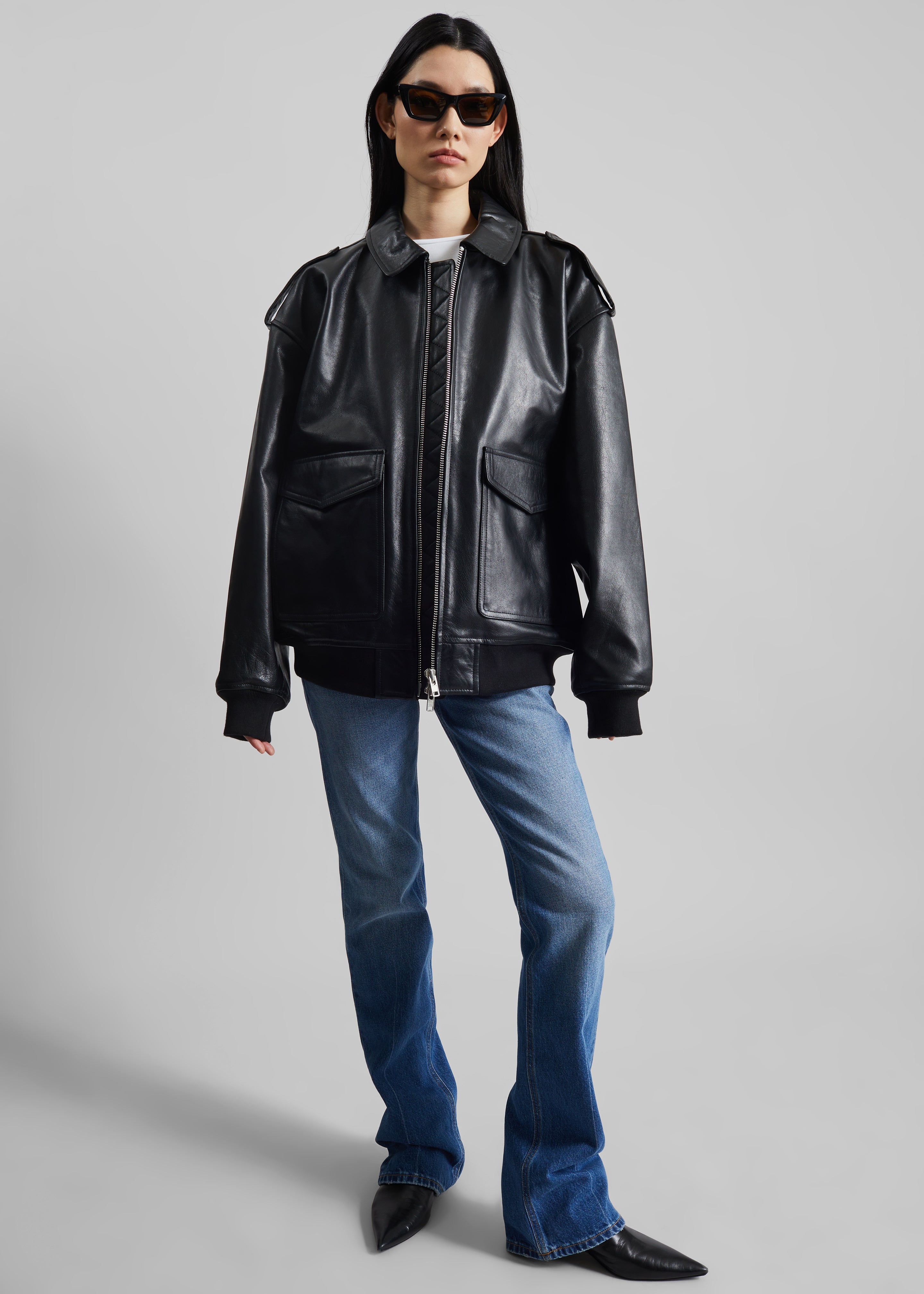The Frankie Shop レザージャケット　サイズXS/S ブラック Viper Leather Jacket - Black – The Frankie Shop