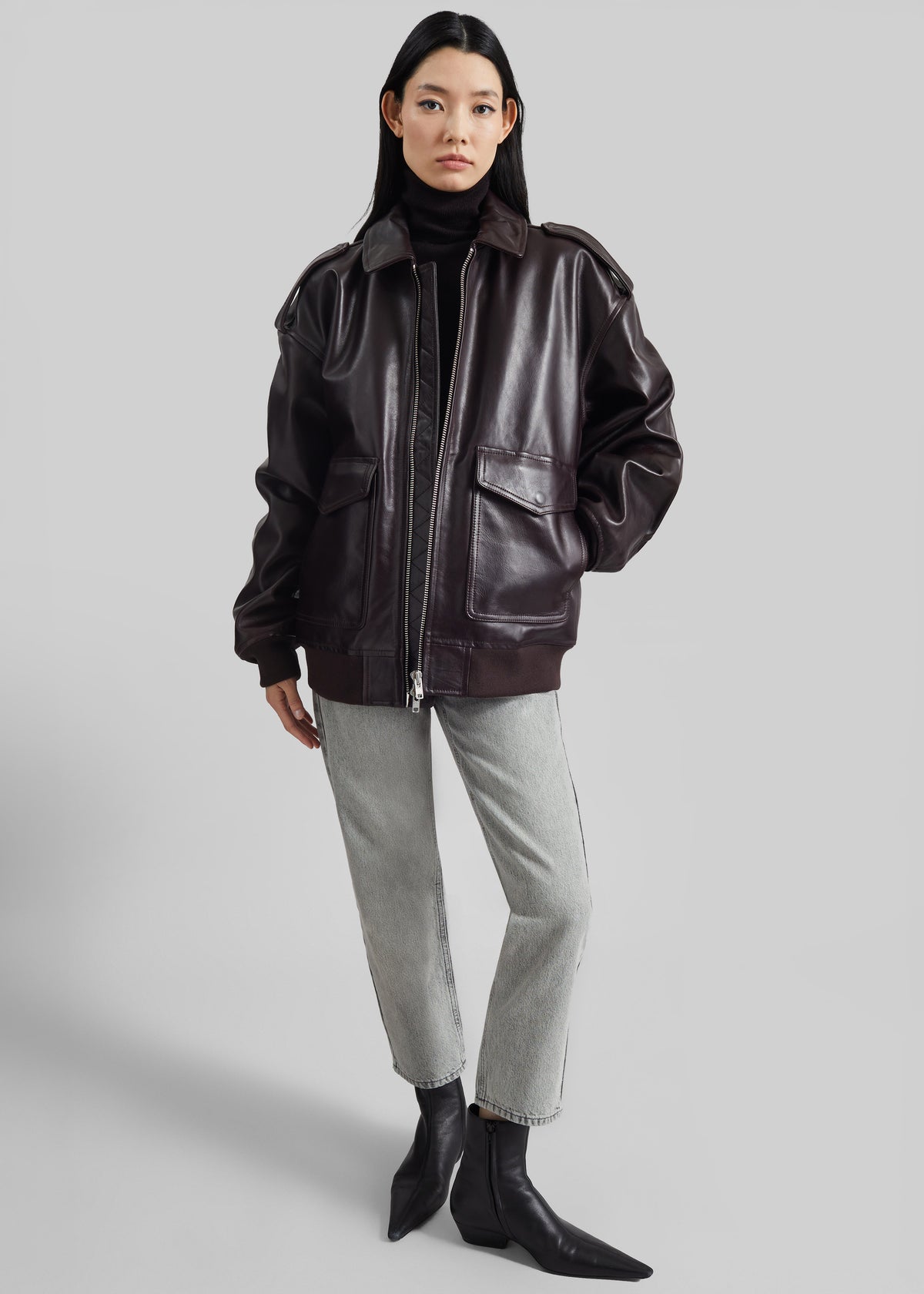 Viper Leather Jacket - Dark Plum - 3