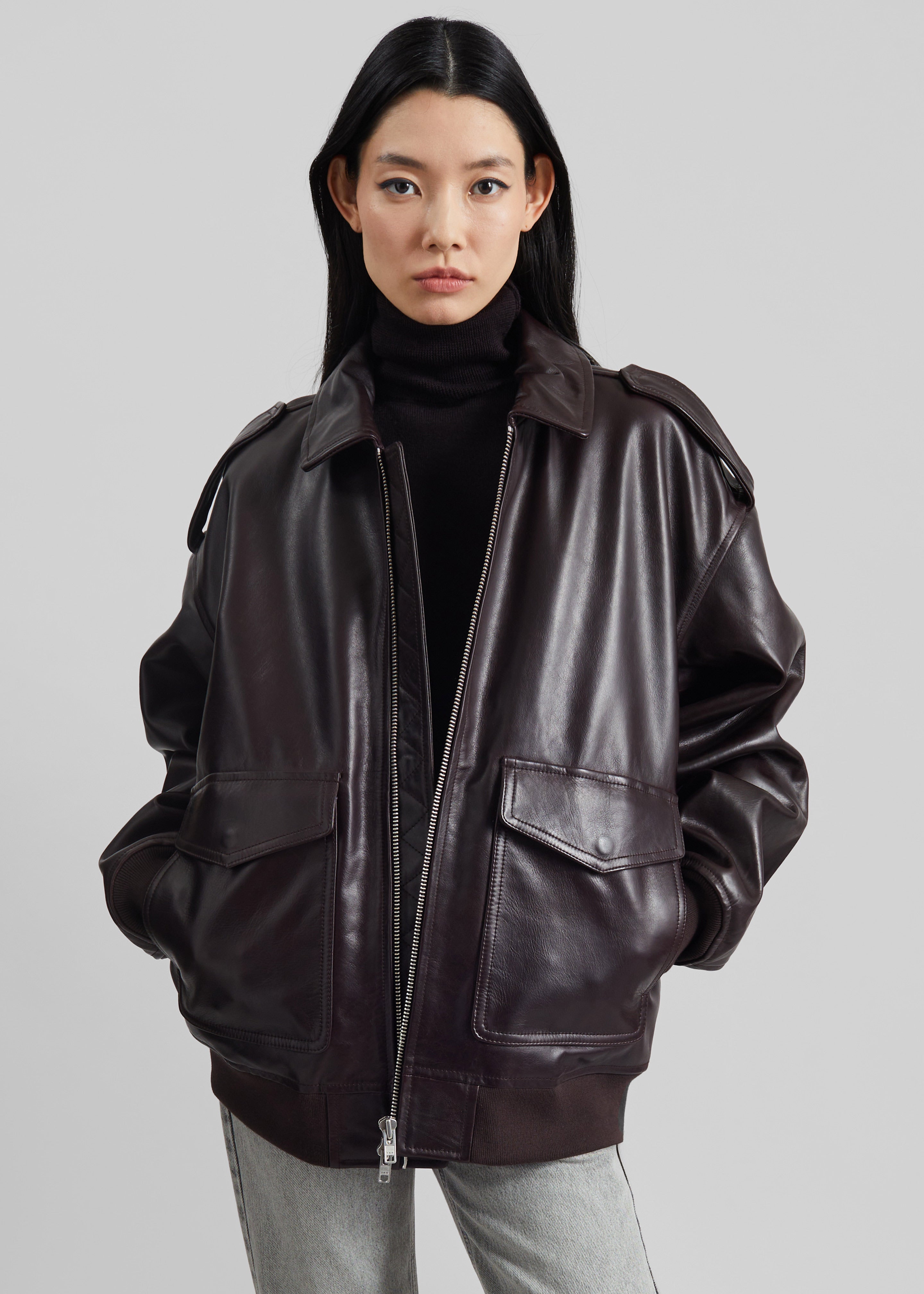 Viper Leather Jacket - Dark Plum - 6