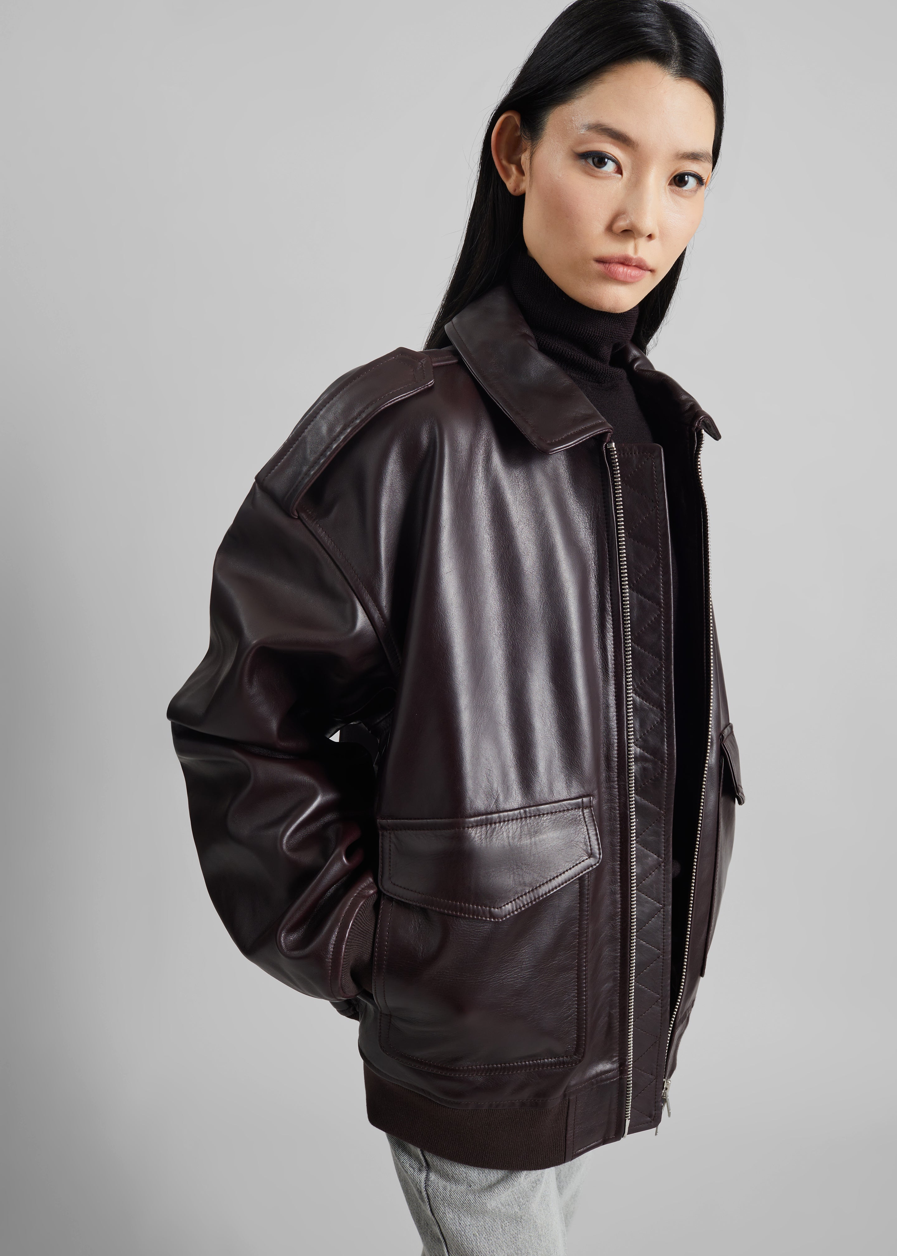 Viper Leather Jacket - Dark Plum - 2