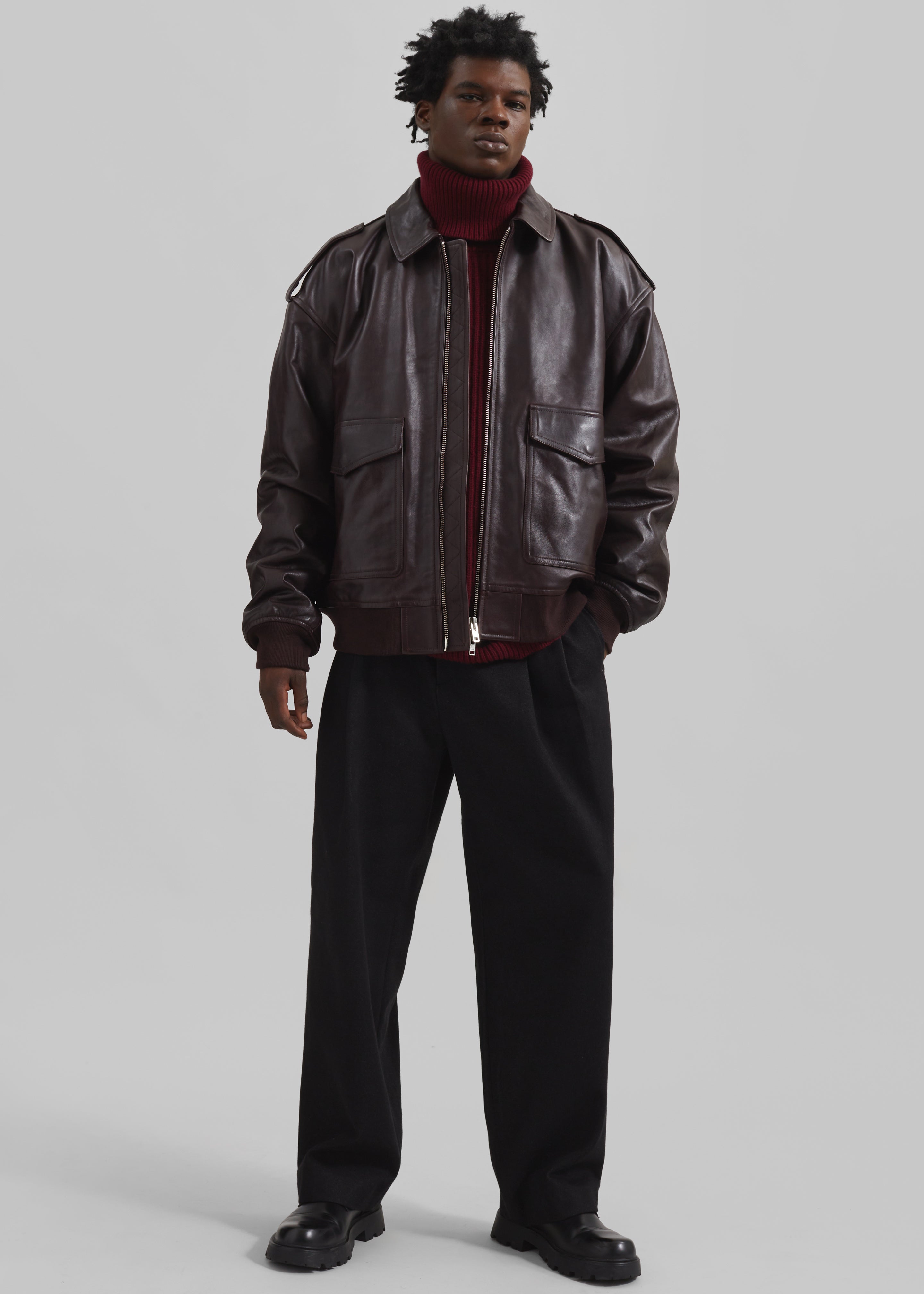 Viper Leather Jacket - Dark Plum - 10