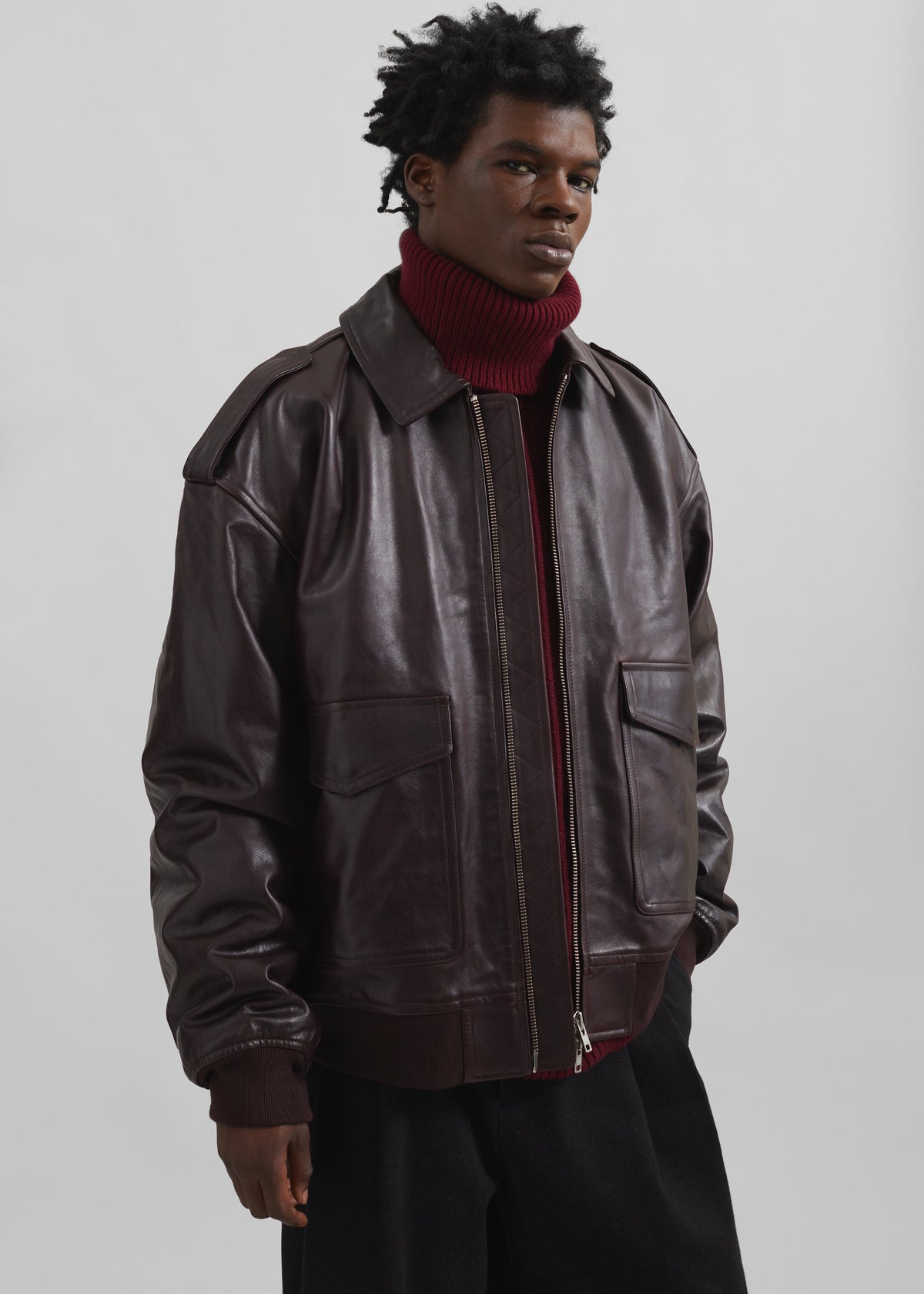 Viper Leather Jacket - Dark Plum - 8
