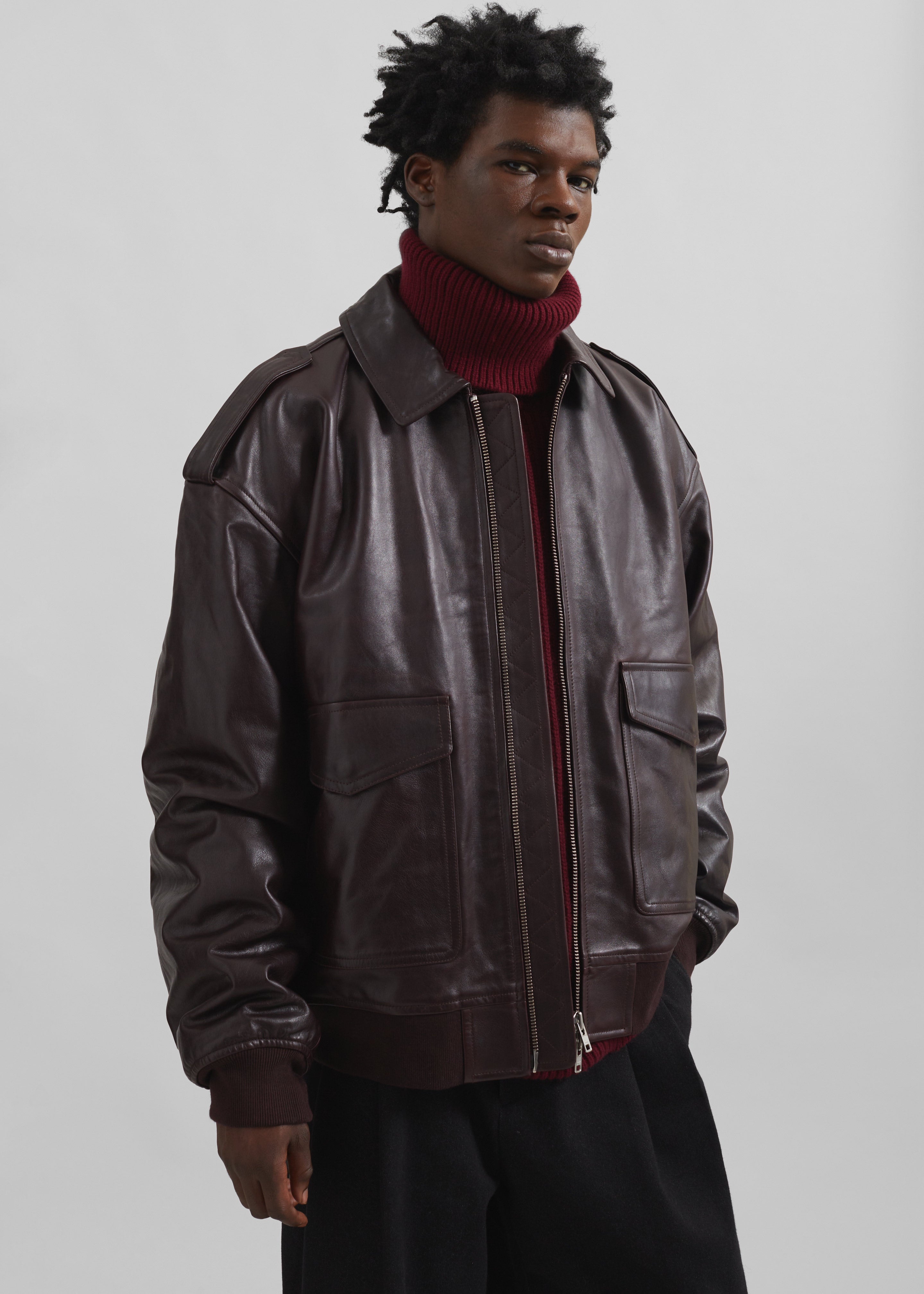 Viper Leather Jacket - Dark Plum - 8