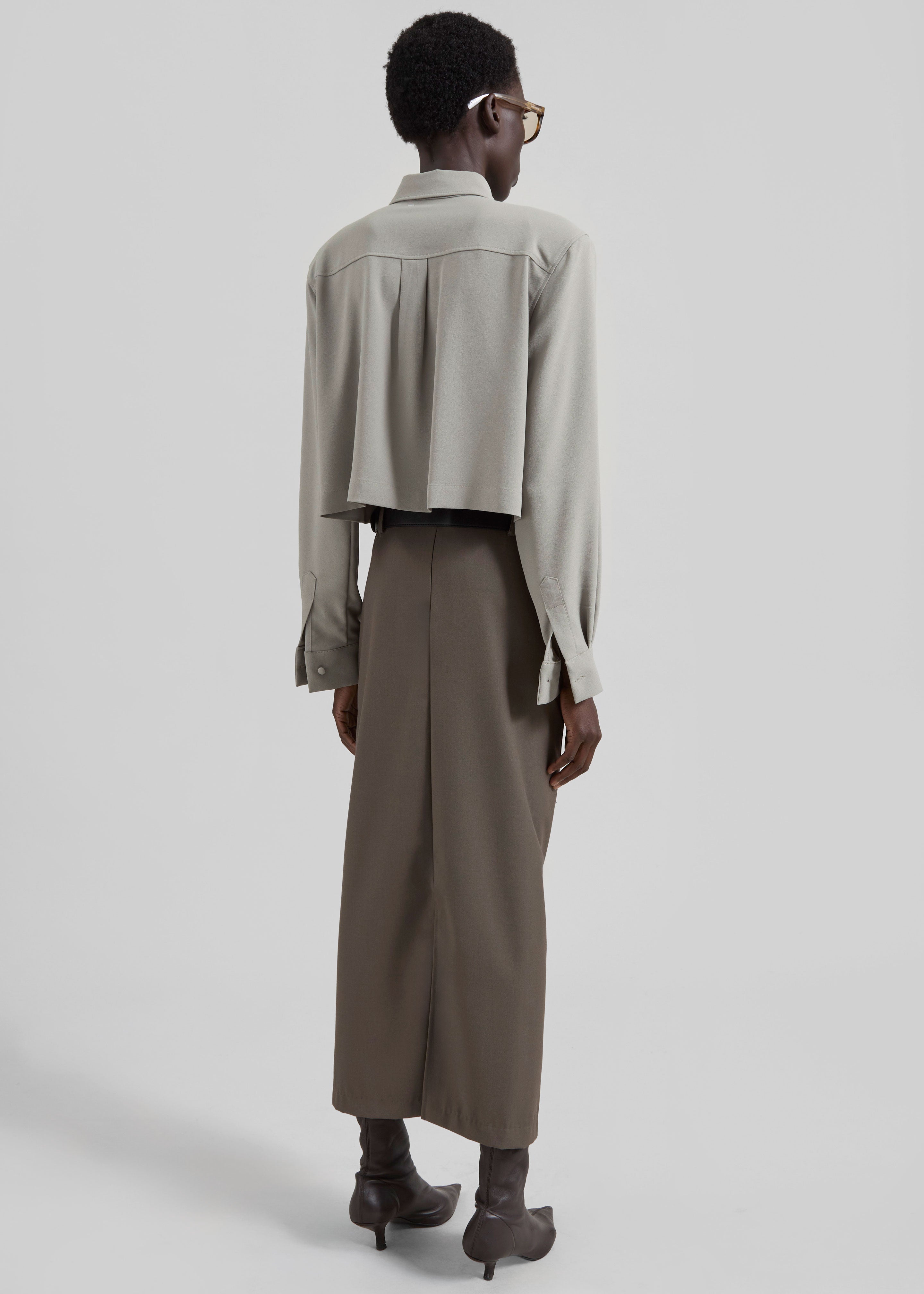 Visen Padded Boxy Shirt - Taupe - 10