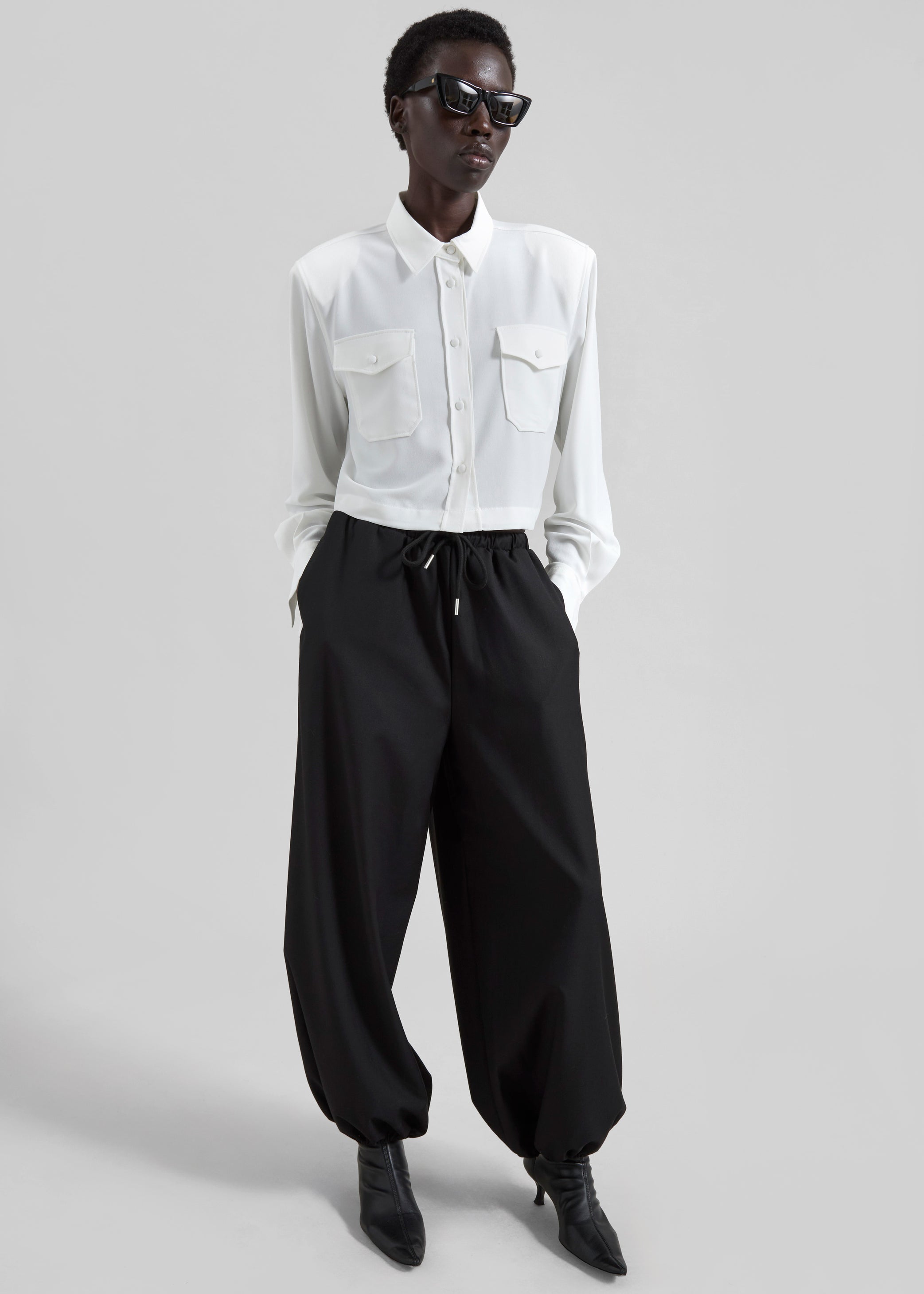 Shop the look image for Visen Padded Boxy Shirt - White