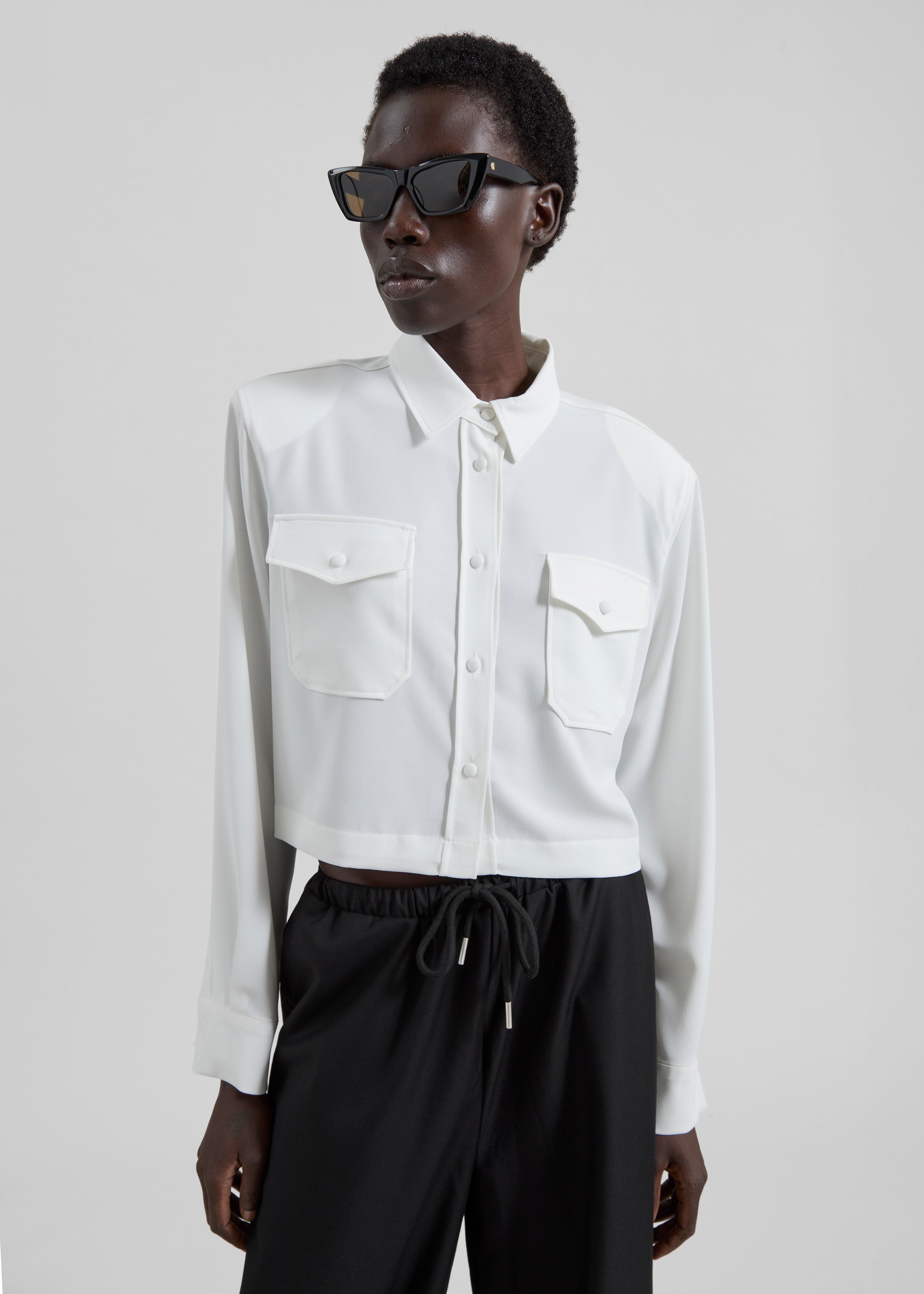 Visen Padded Boxy Shirt - White - 1