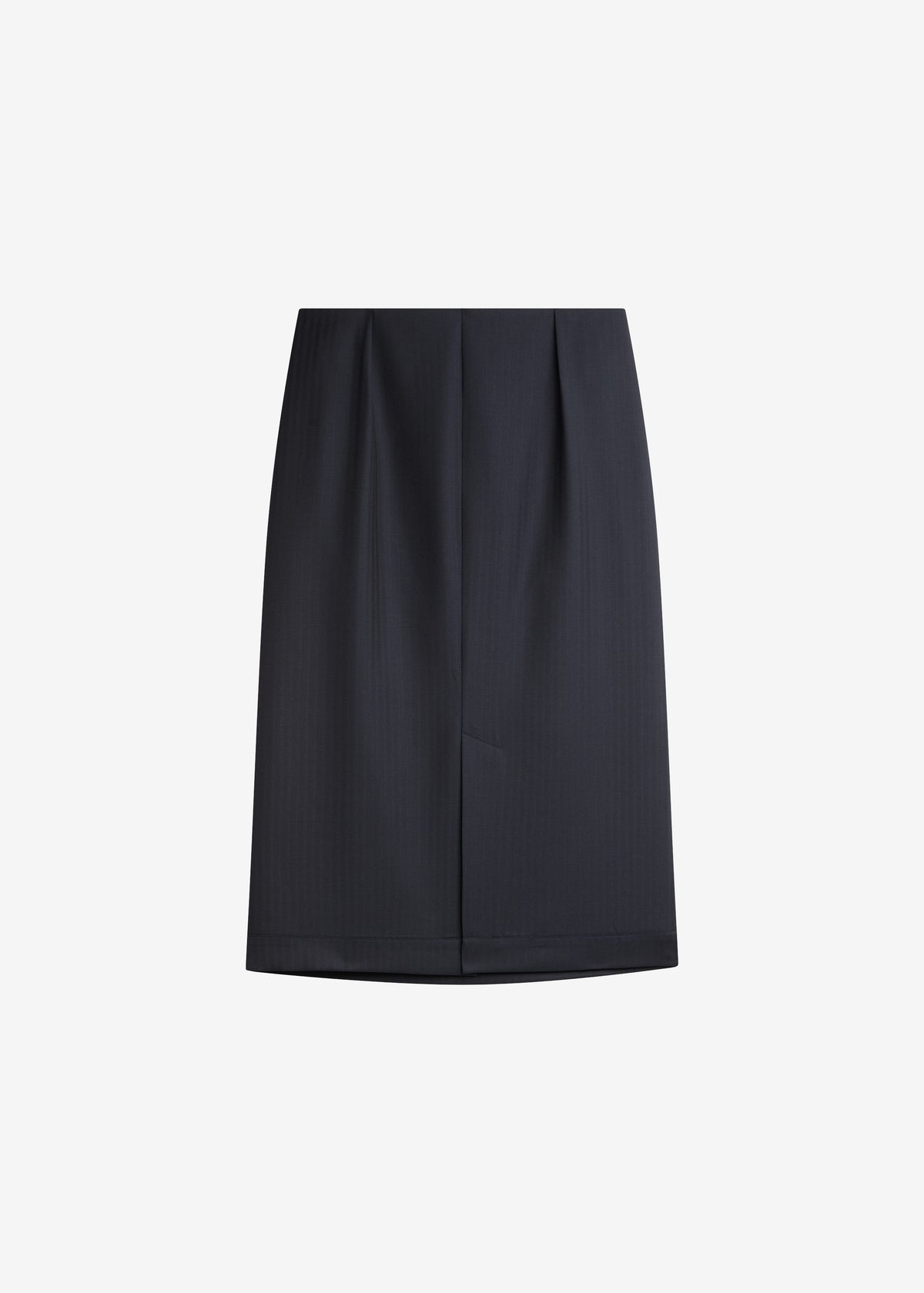 Viviana Chevron Tailored Midi Skirt - Black