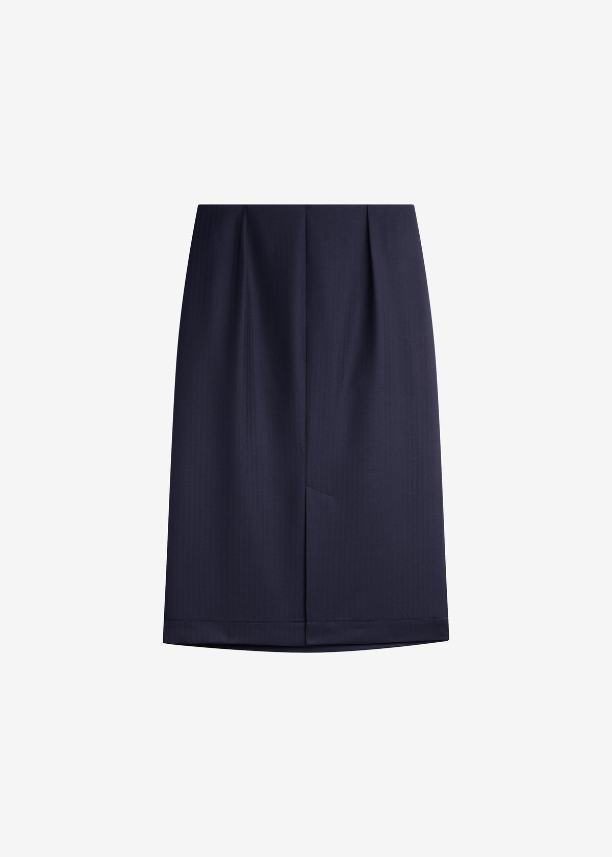 Viviana Chevron Tailored Midi Skirt - Dark Navy