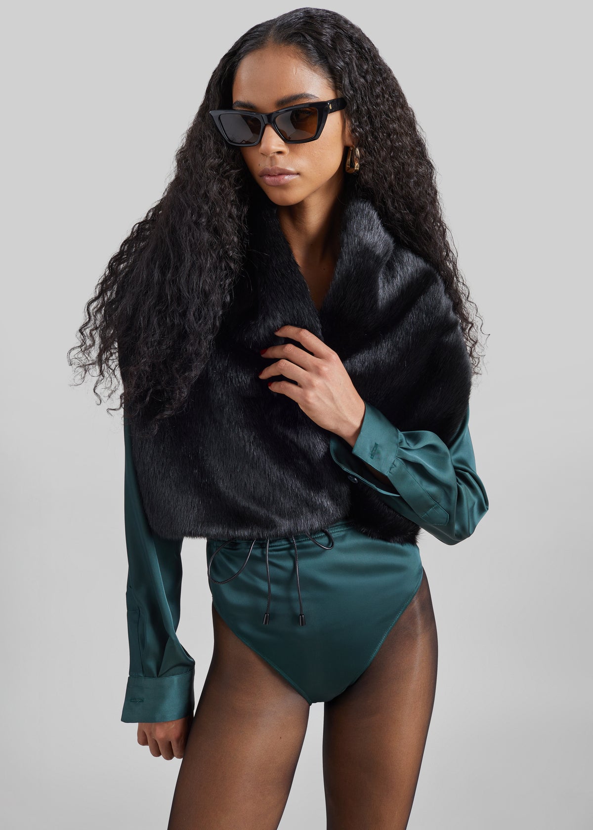Vivien Faux Fur Scarf - Black