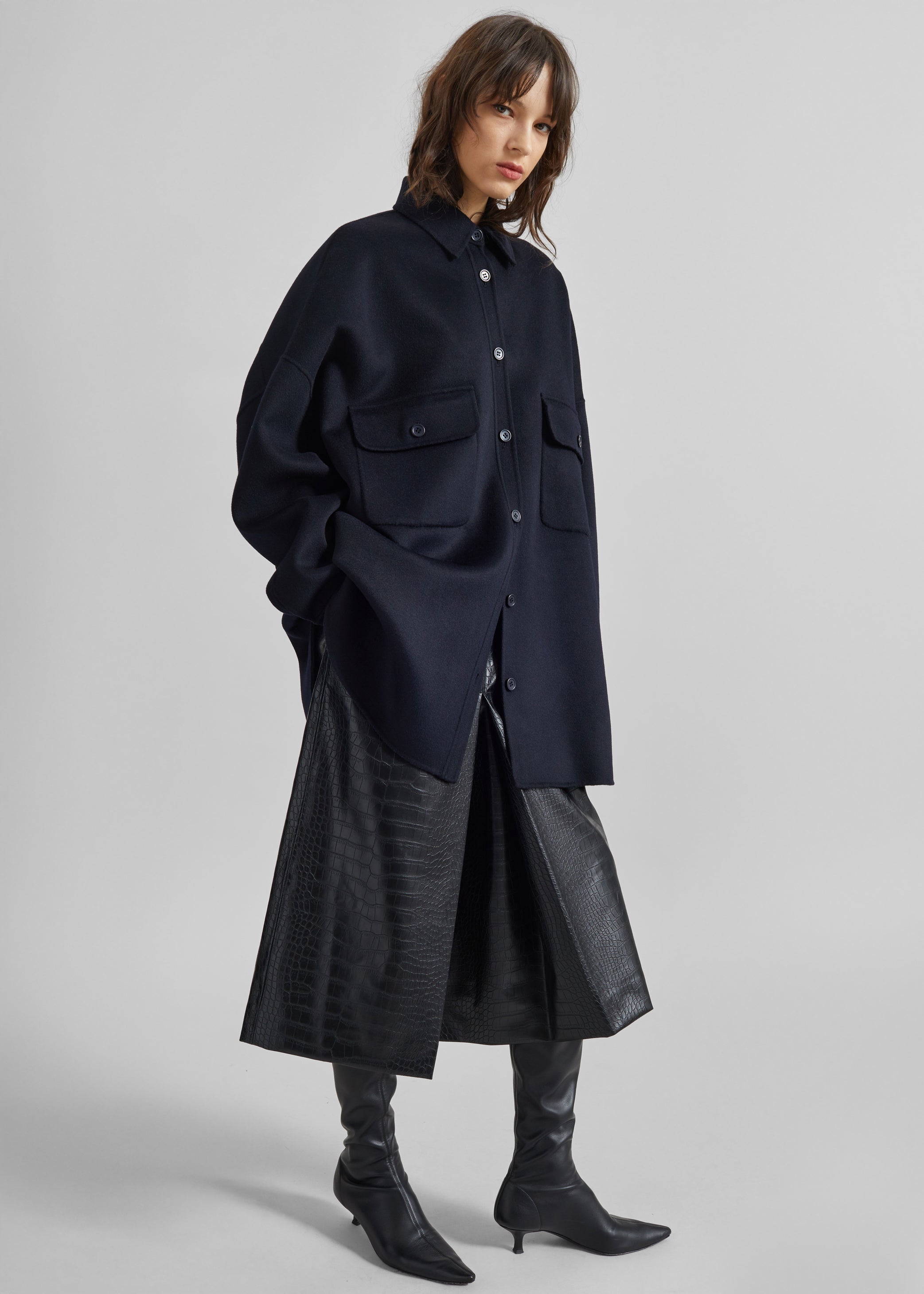 Shop the look image for Vivonne Croc Faux Leather Culottes - Black