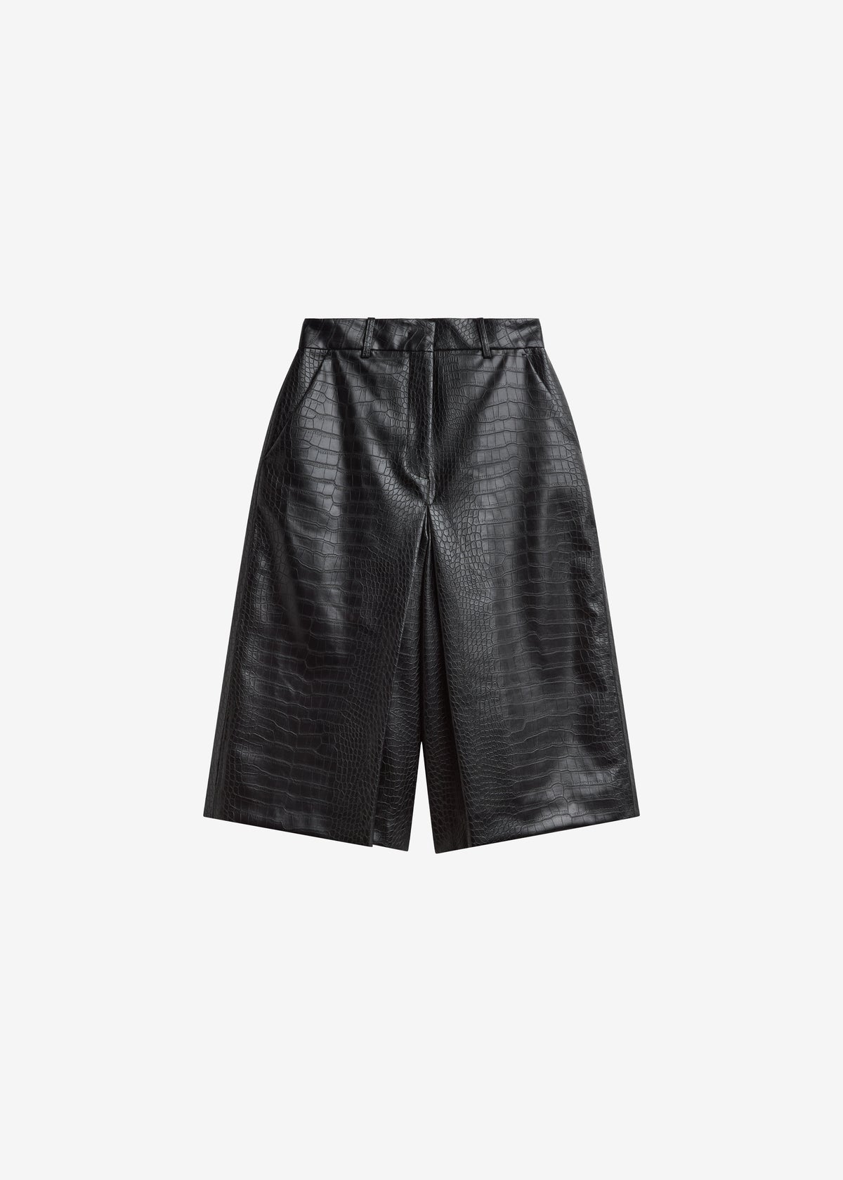 Vivonne Croc Faux Leather Culottes - Black - 10