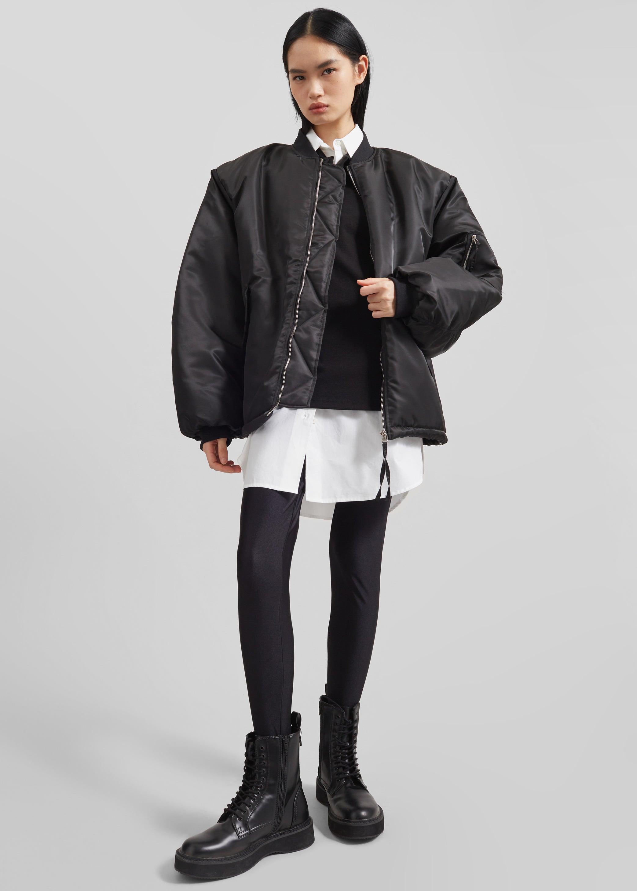 Shop the look image for Volme Padded Bomber Jacket - Black