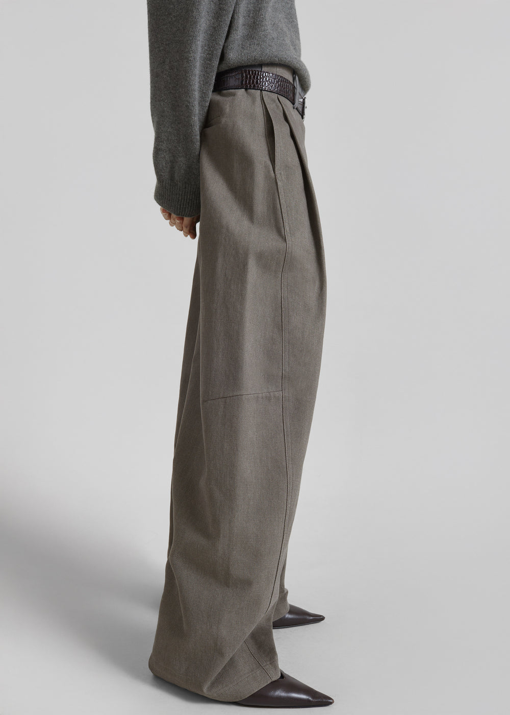 Vora Barrel-Leg Pants - Grey - 1