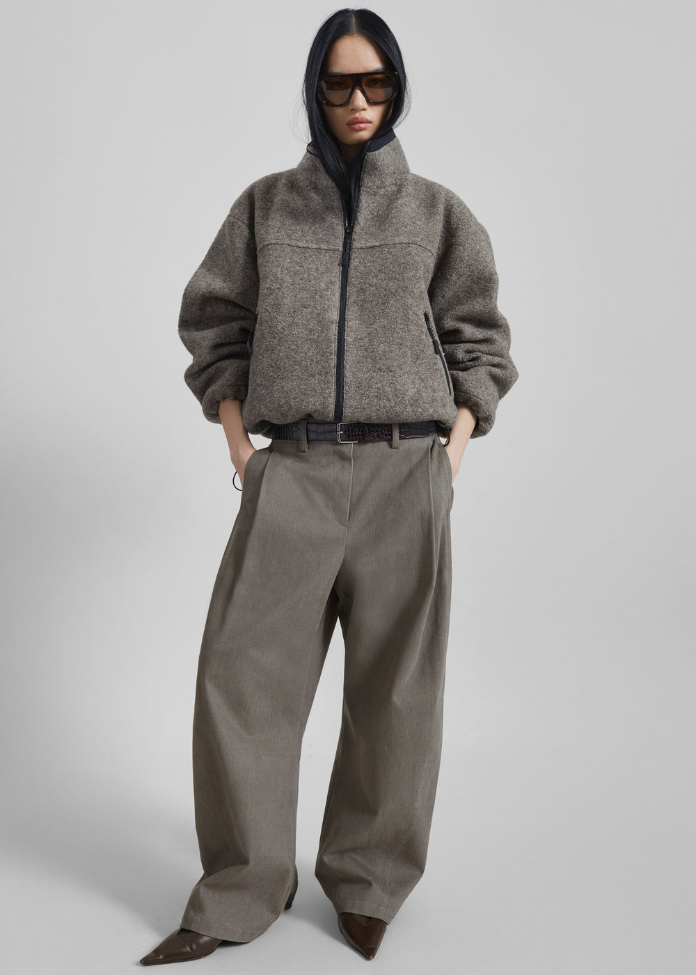 Vora Barrel-Leg Pants - Grey