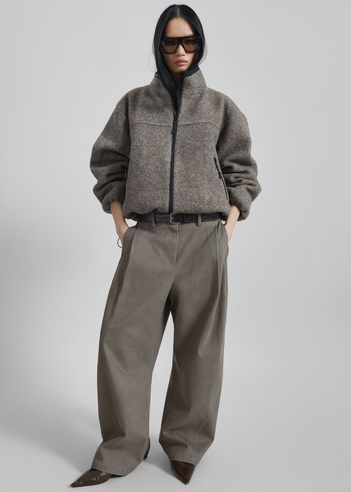 Vora Barrel-Leg Pants - Grey - 1