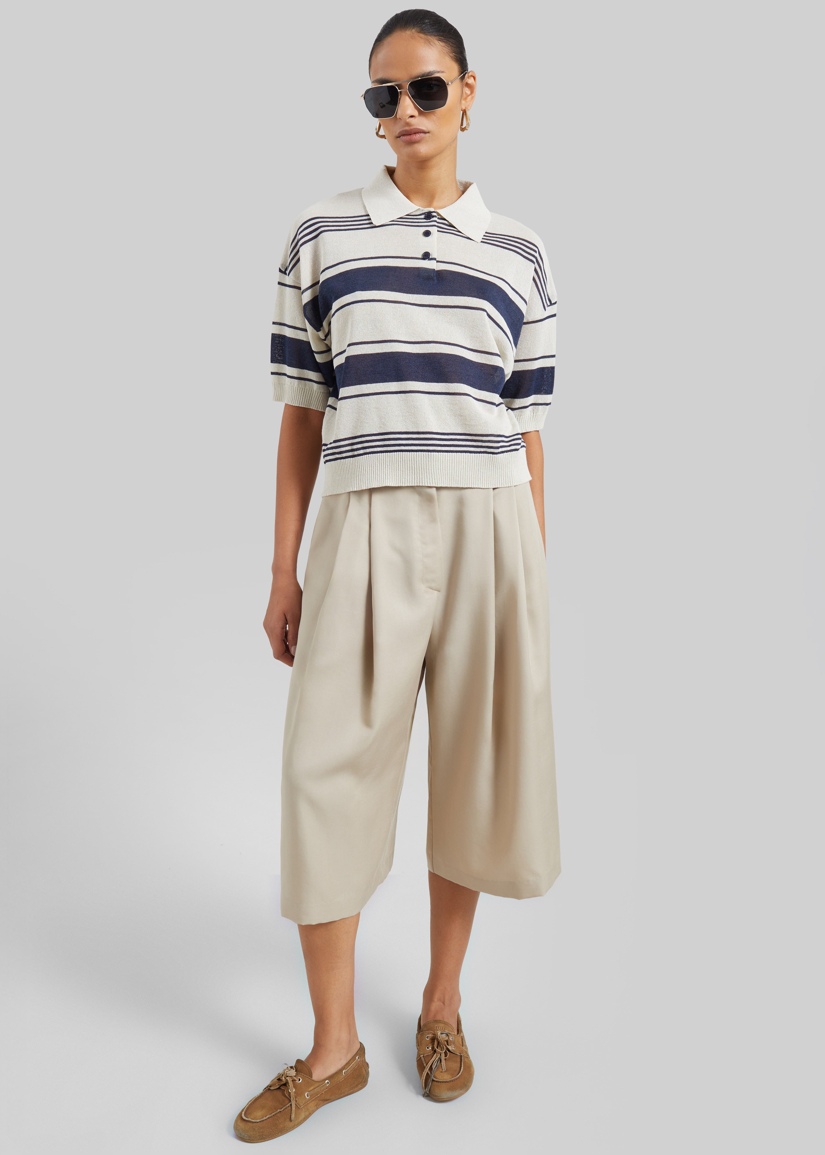 Vorey Pleated Bermuda Shorts - Beige - 2