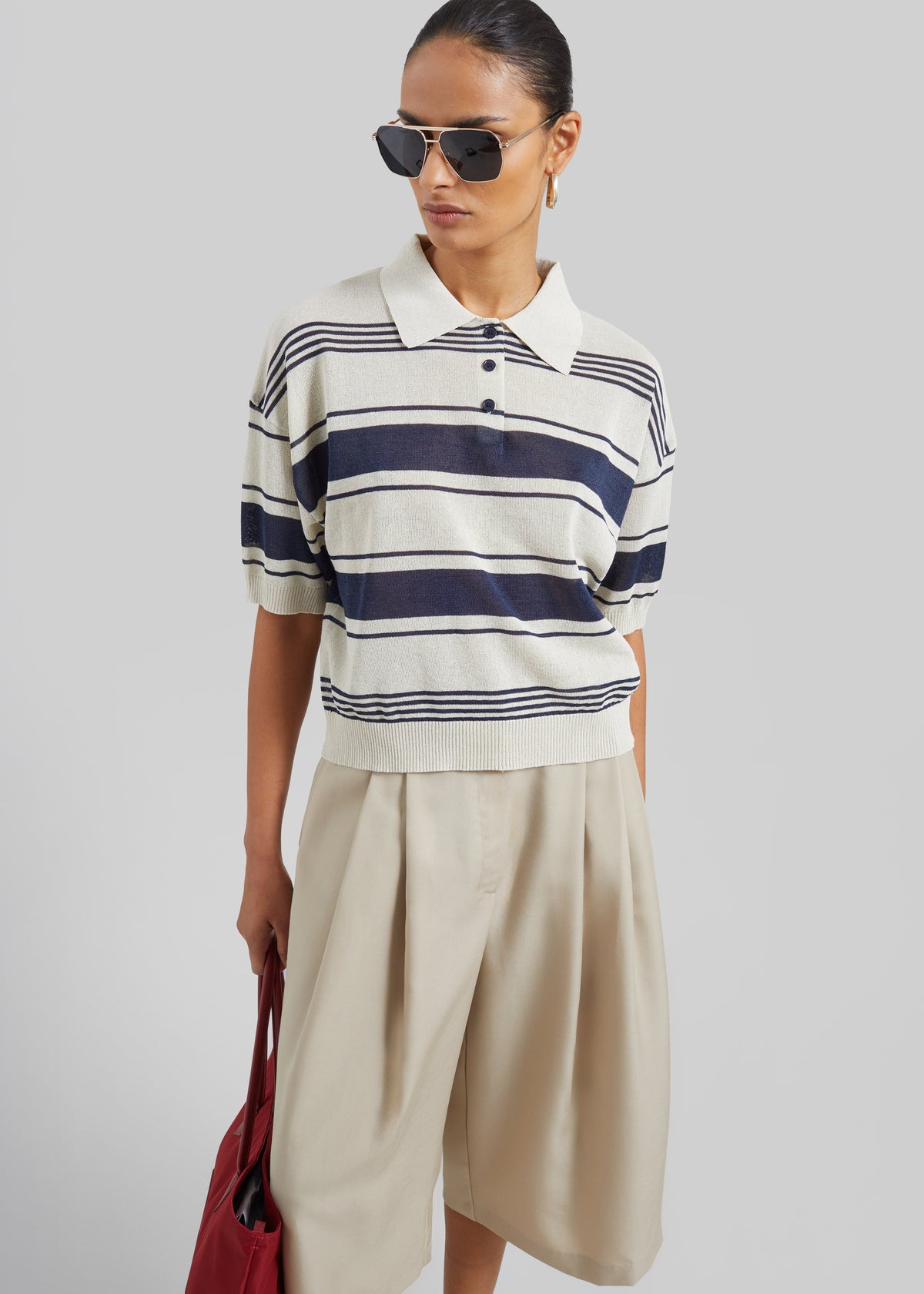 Vorey Pleated Bermuda Shorts - Beige - 7