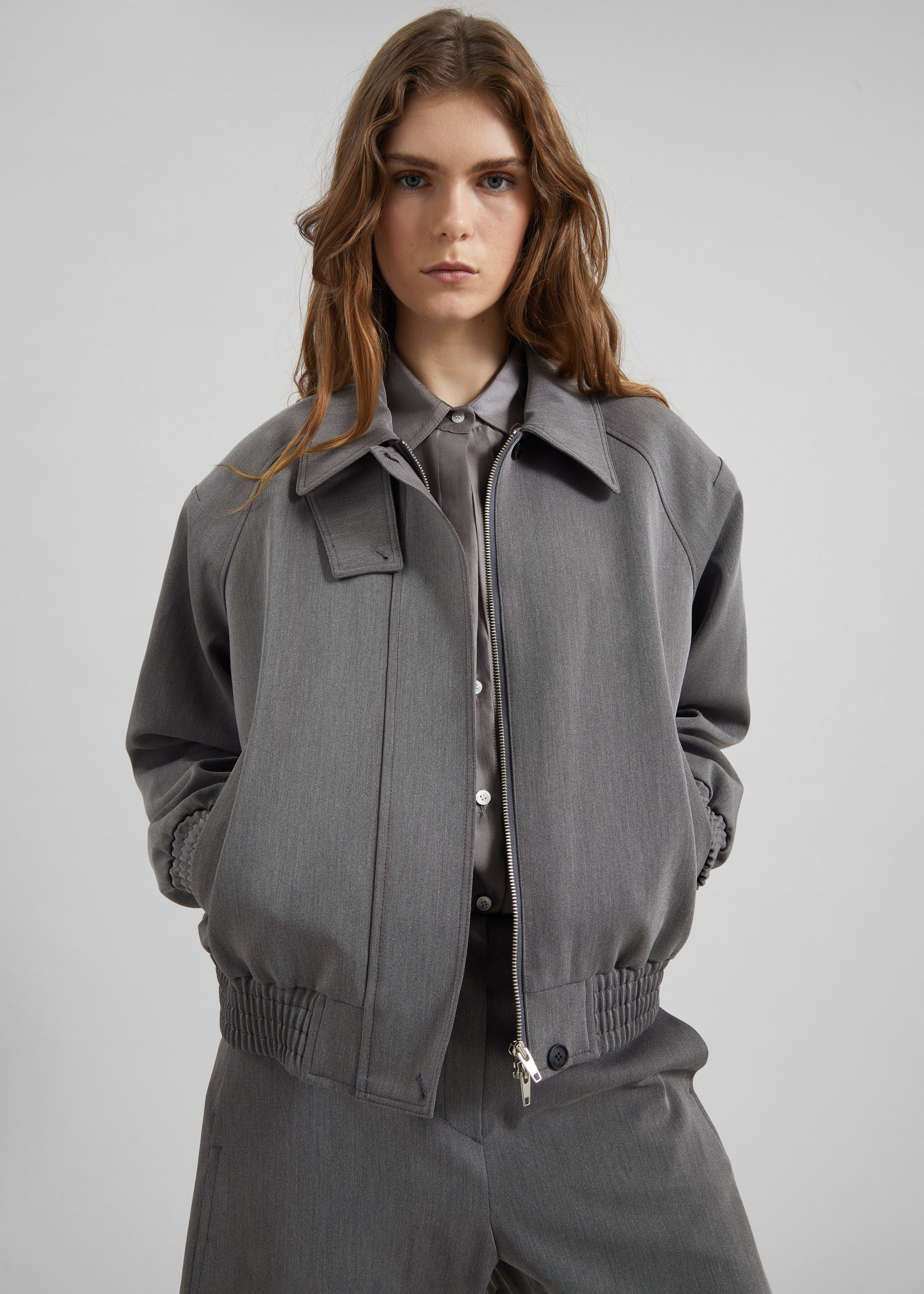 ジャケット・アウター th products Padded Volumed Blouson Gray Vosges Padded Blouson Jacket - Grey – The Frankie Shop