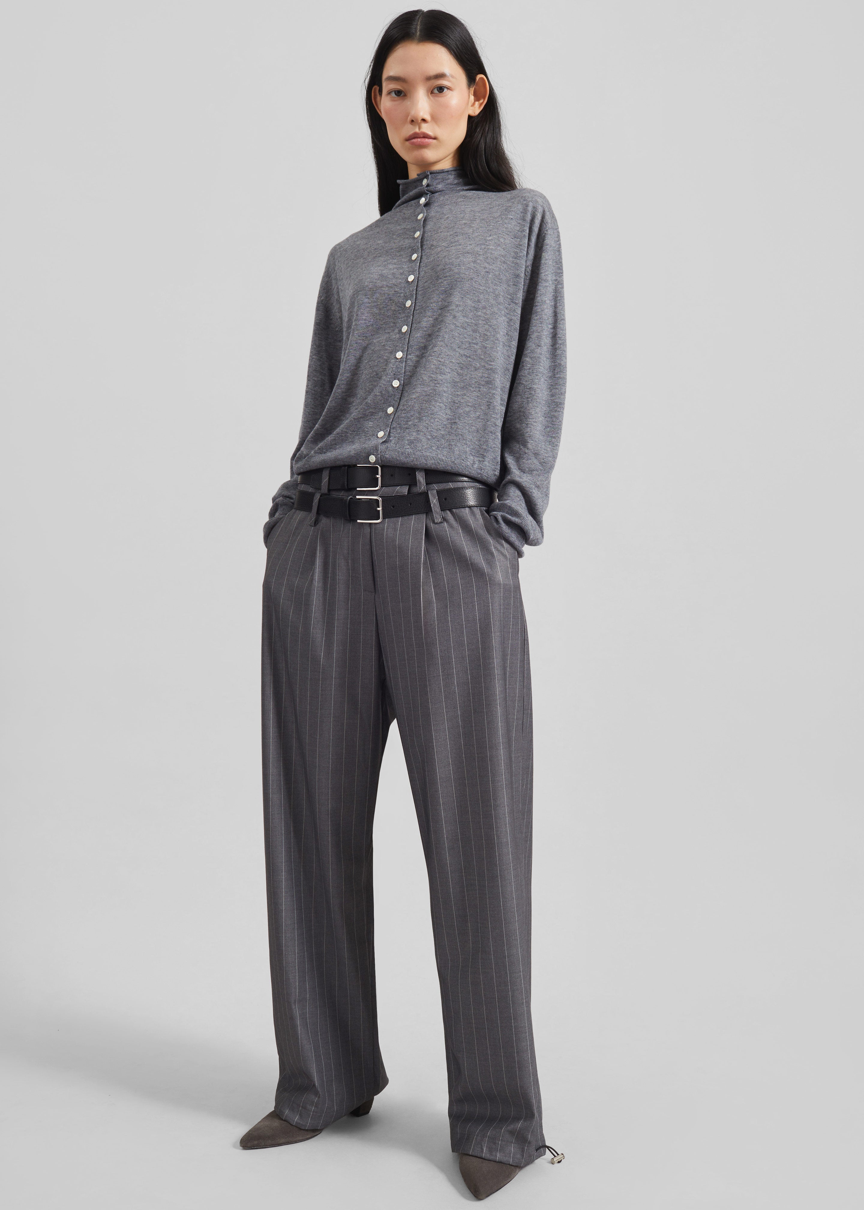 Vradal High Neck Cardigan - Grey – The Frankie Shop