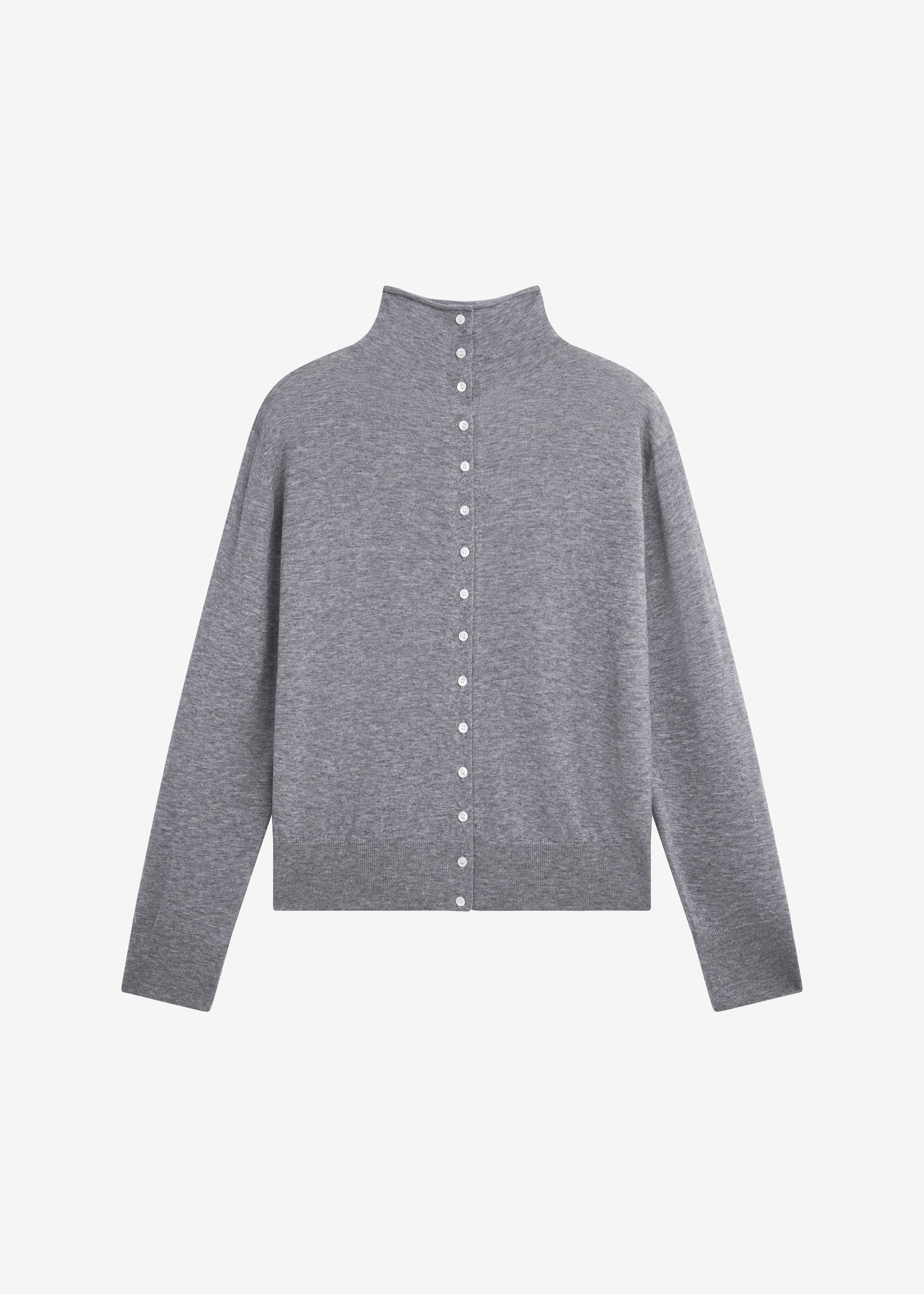Vradal High Neck Cardigan - Grey - 8