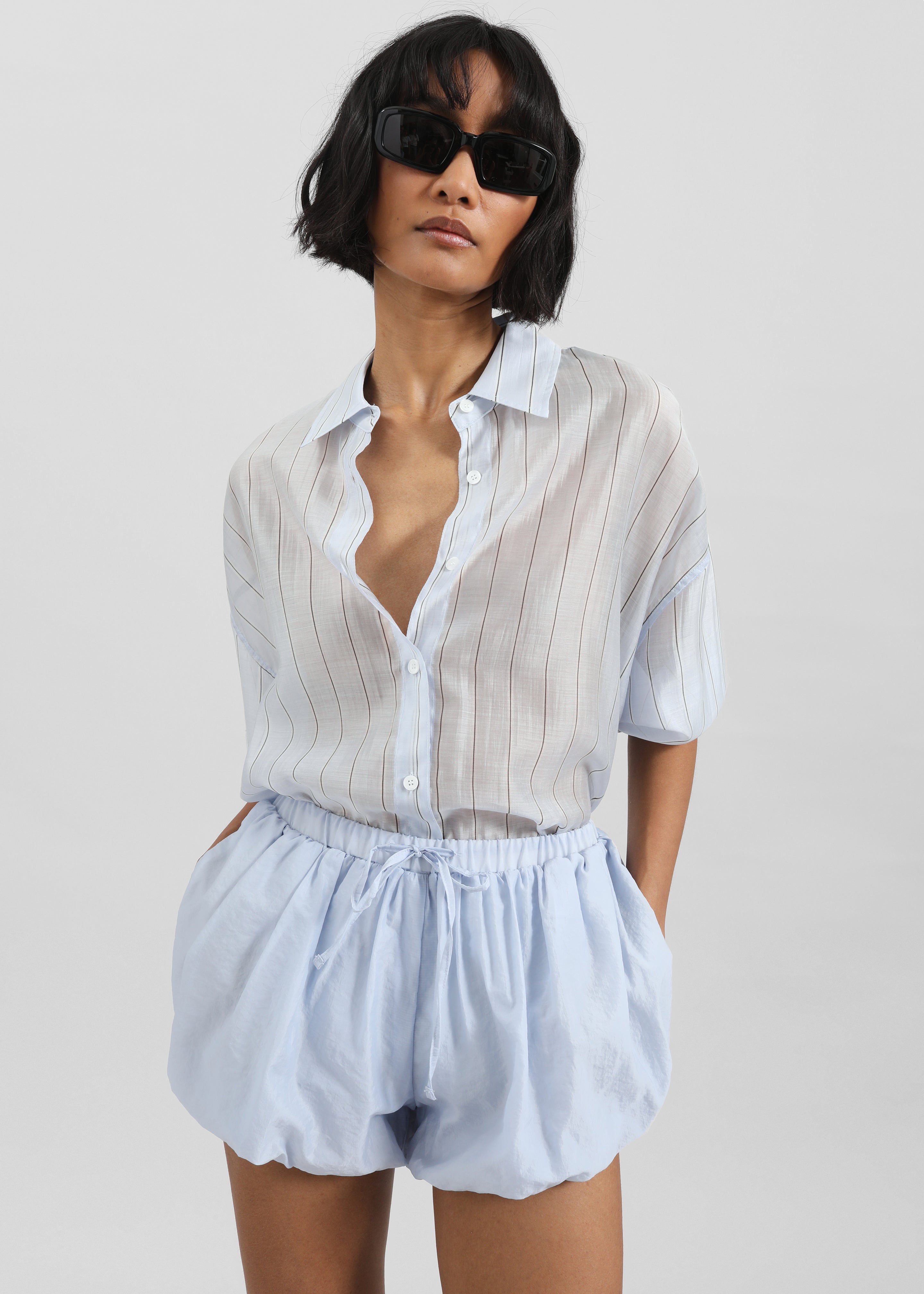 Vranor Light Sheer Shirt - Light Blue/Black Stripe - 5