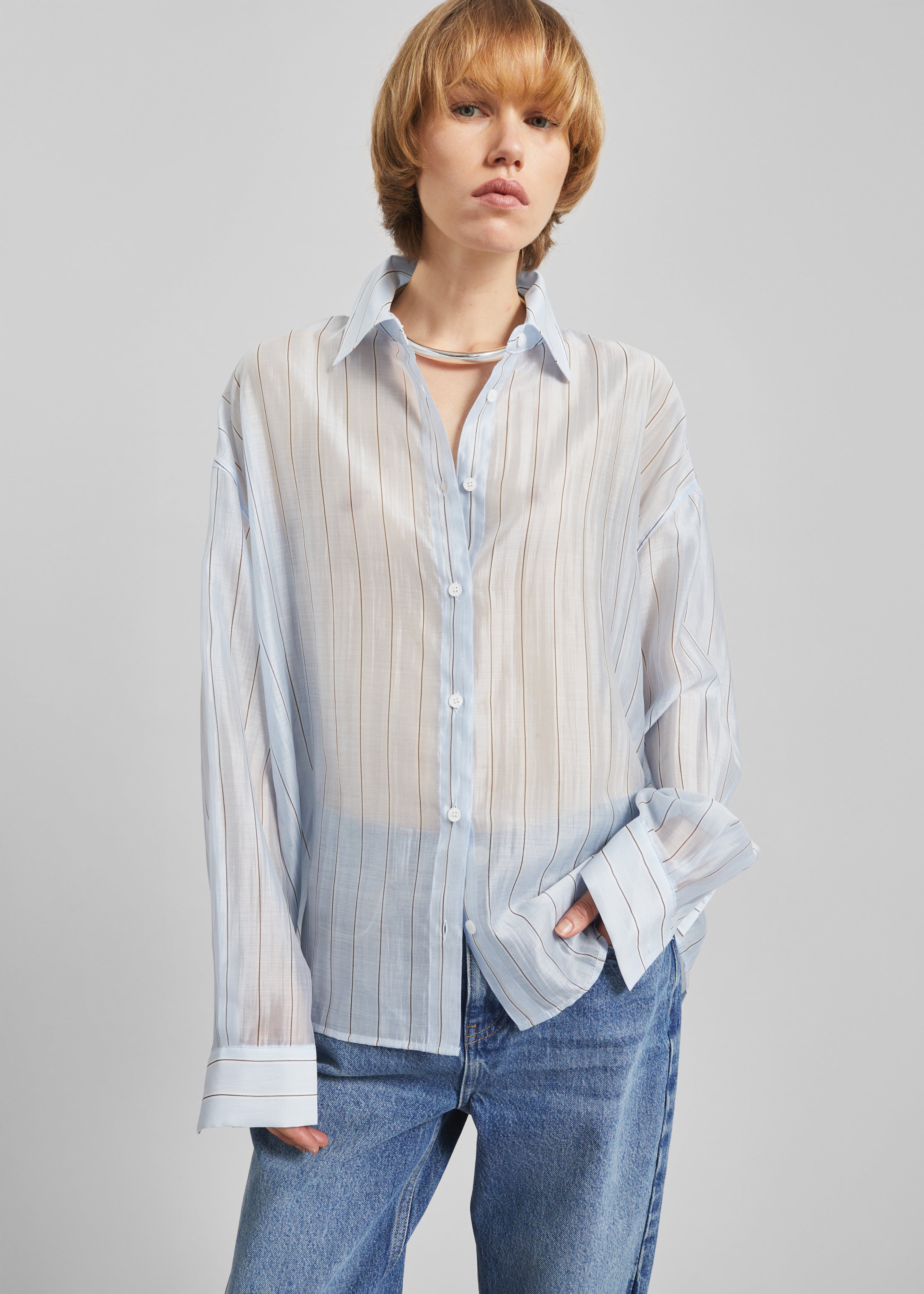 Vranor Light Sheer Shirt - Light Blue/Black Stripe – The Frankie Shop
