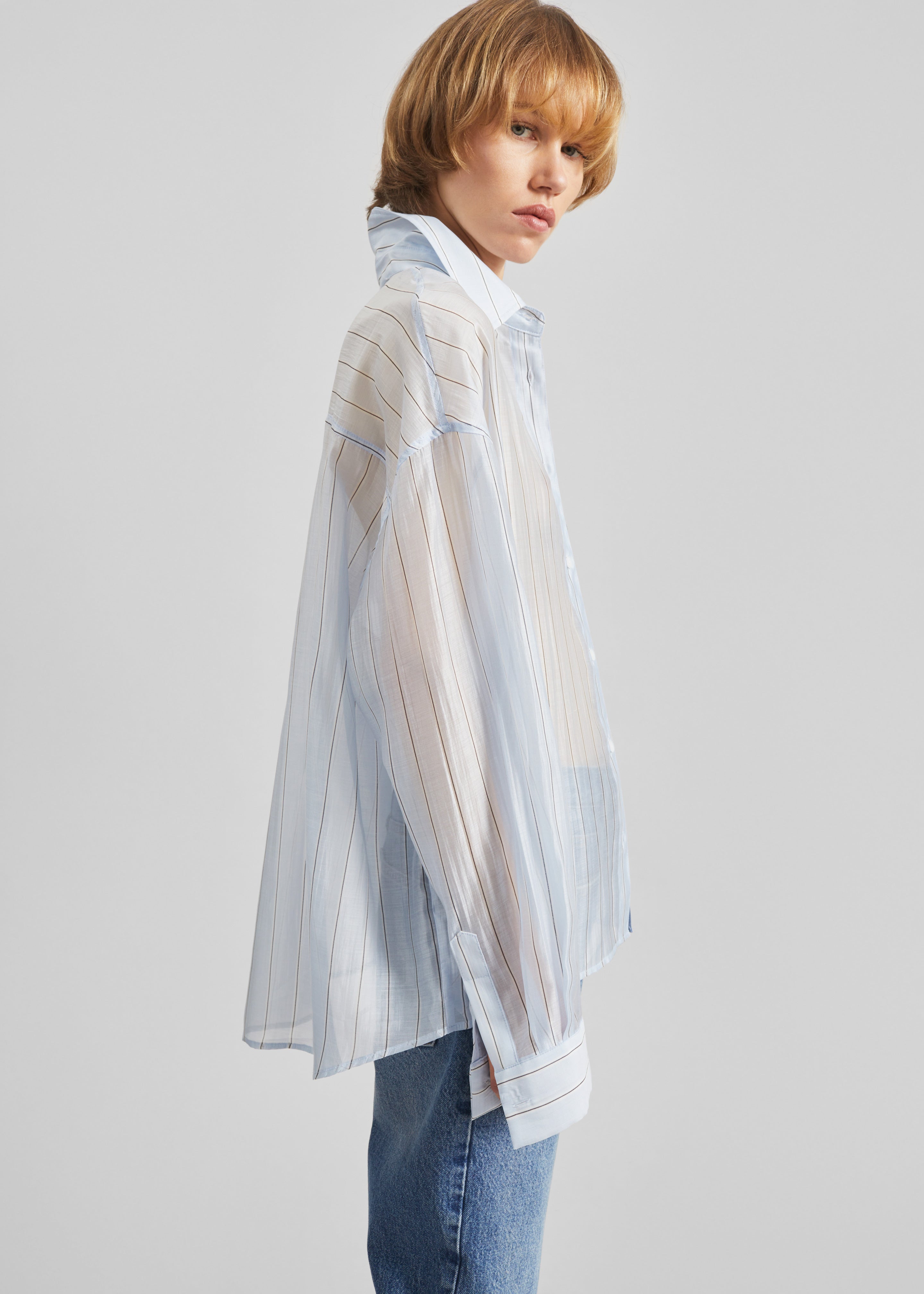 Vranor Light Sheer Shirt - Light Blue/Black Stripe - 1
