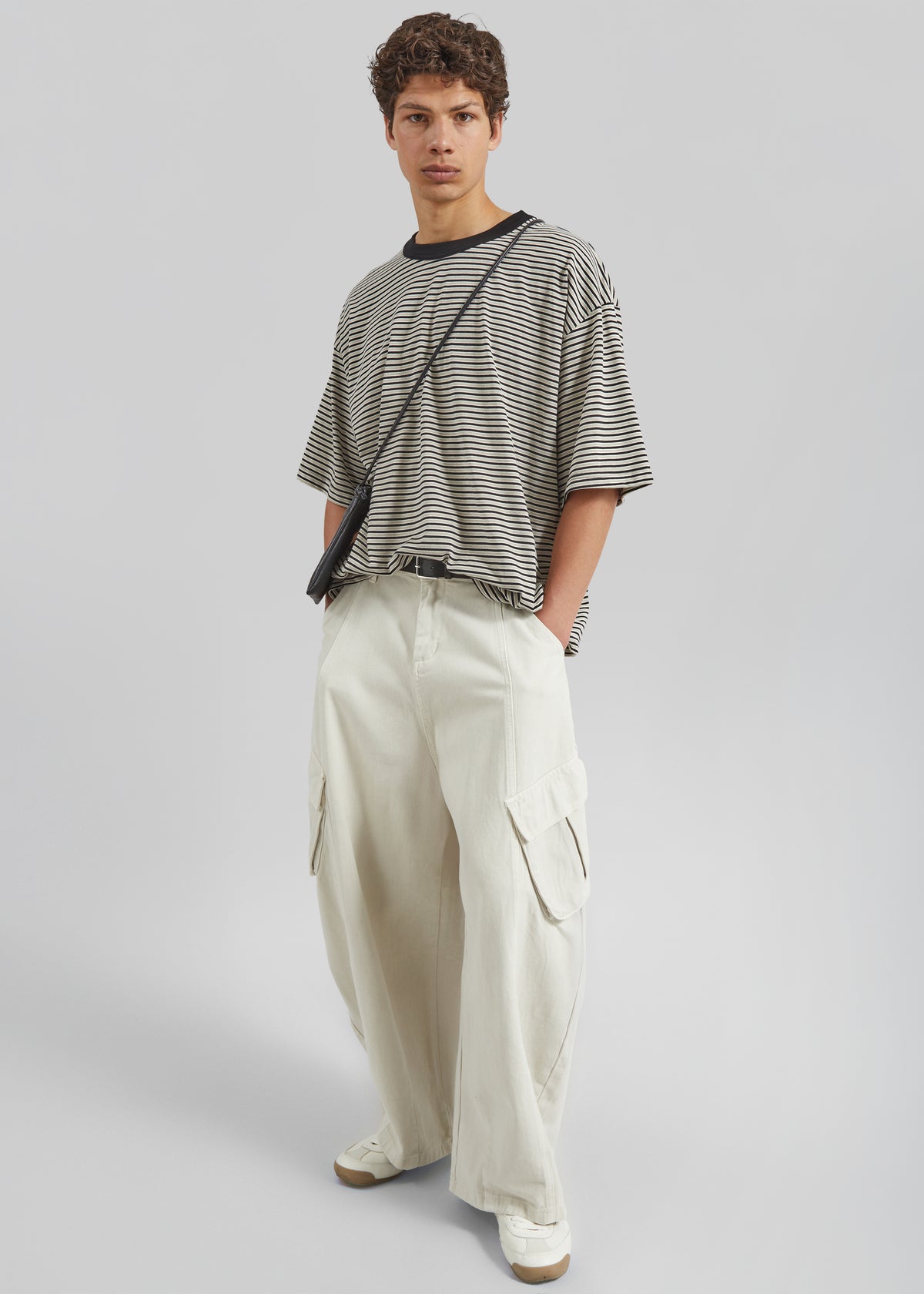 Wallace Oversized T-Shirt - Beige/Brown Stripe - 2