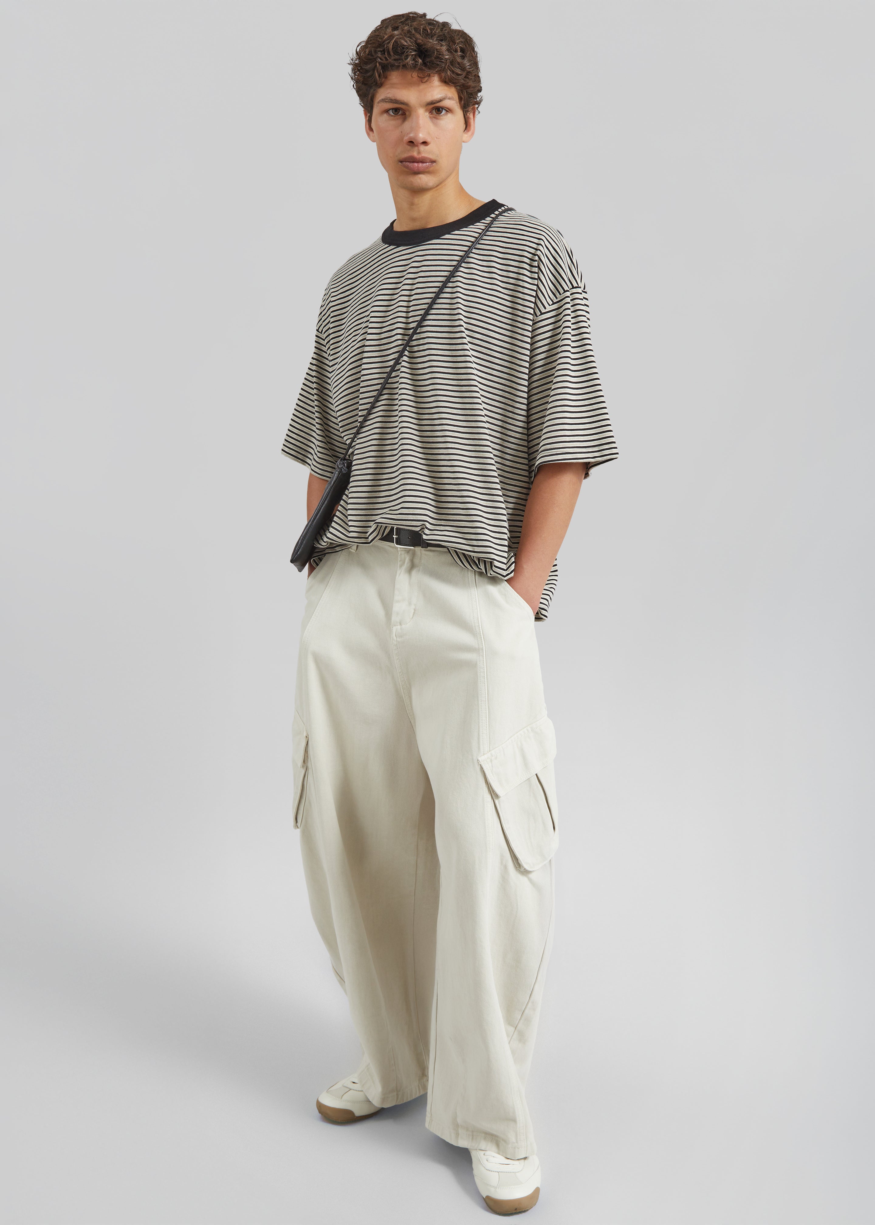 Wallace Oversized T-Shirt - Beige/Brown Stripe - 2