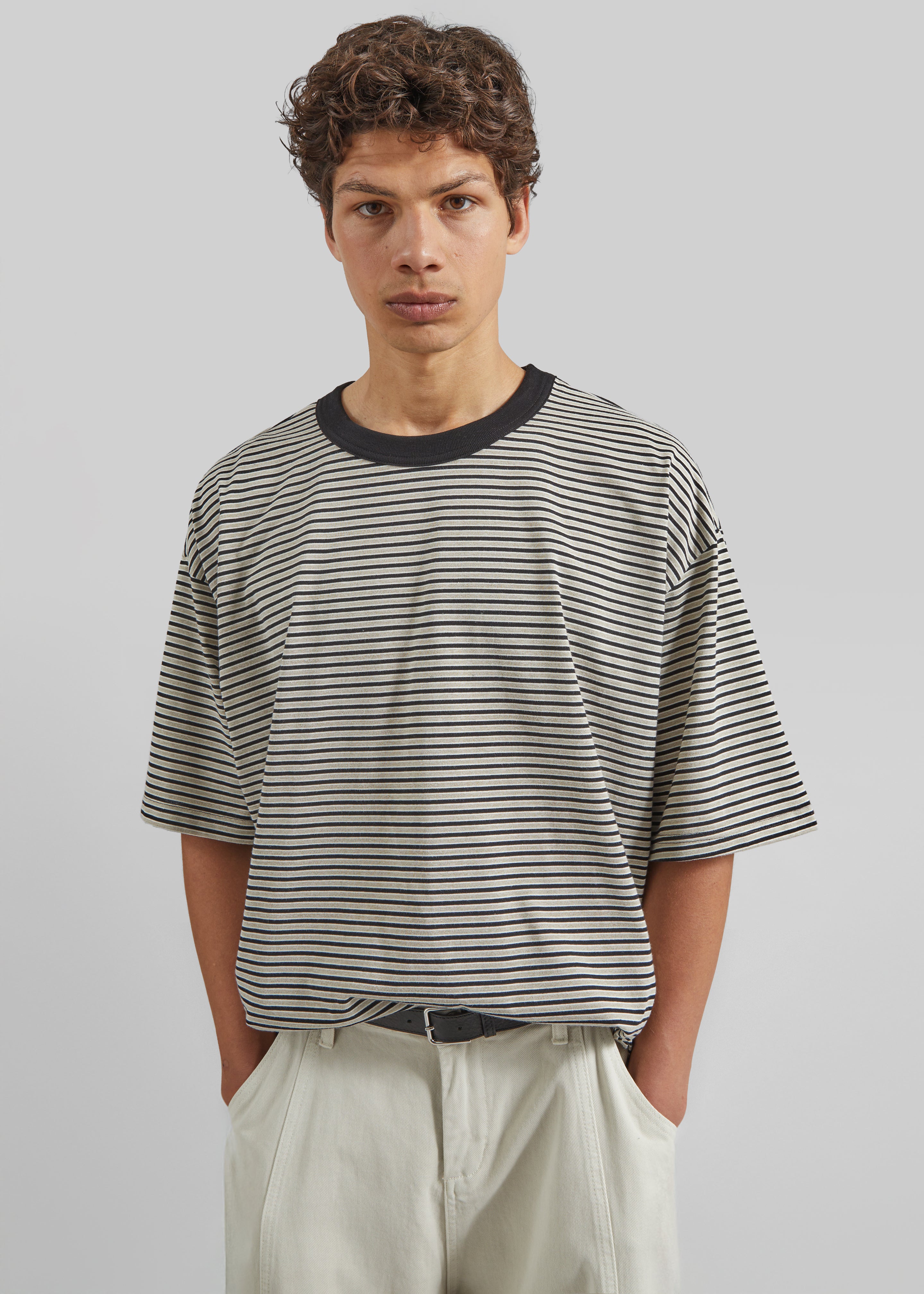 Wallace Oversized T-Shirt - Beige/Brown Stripe – The Frankie Shop