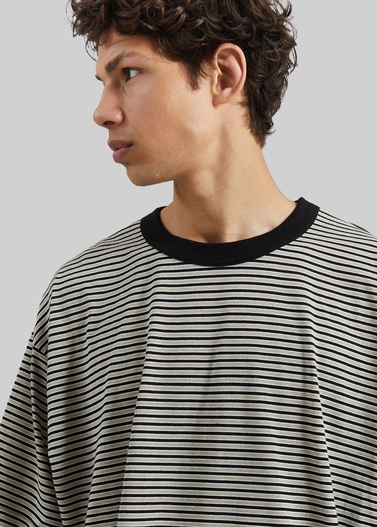 Wallace Oversized T-Shirt - Beige/Brown Stripe - 3