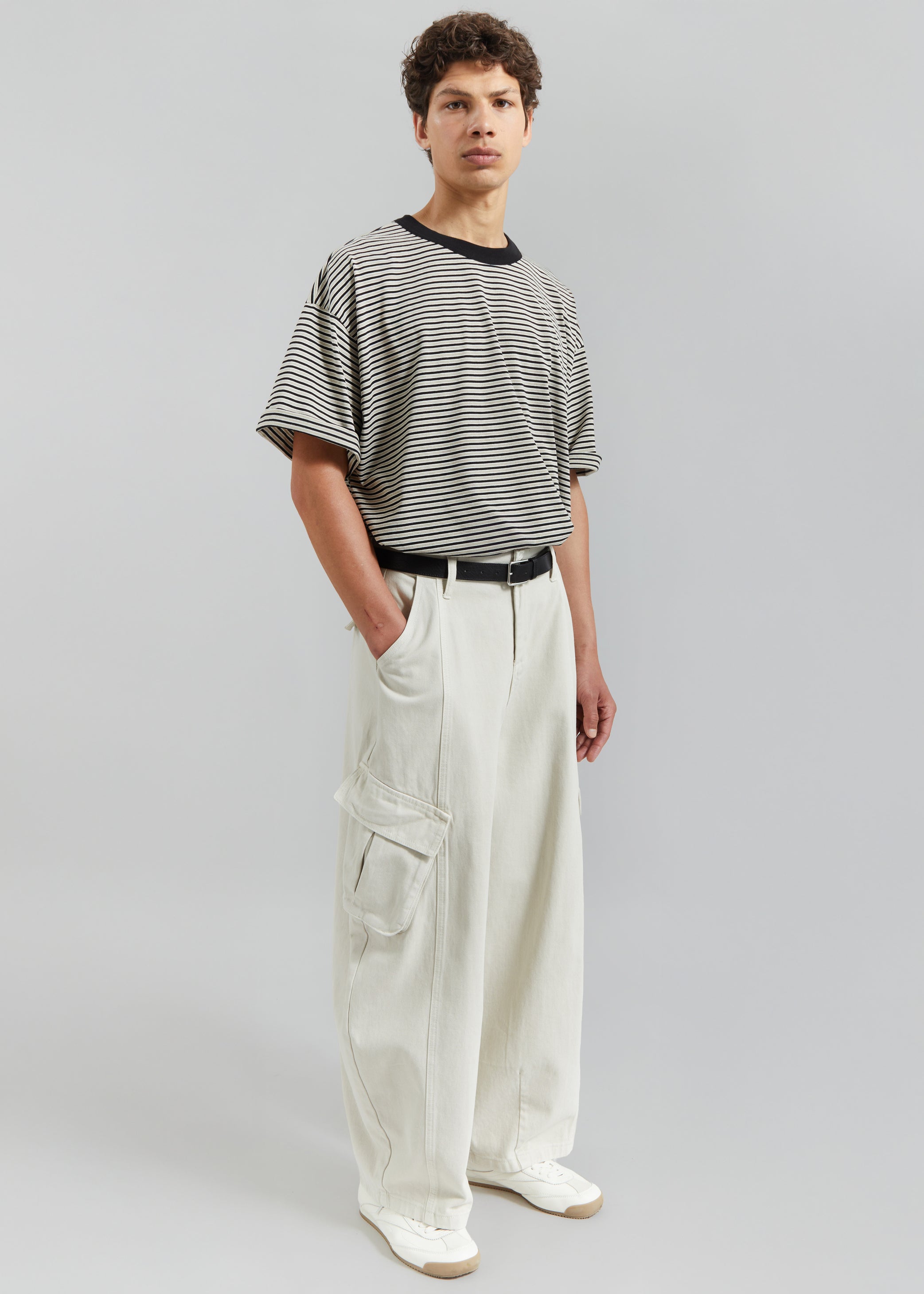 Shop the look image for Wallace Oversized T-Shirt - Beige/Brown Stripe