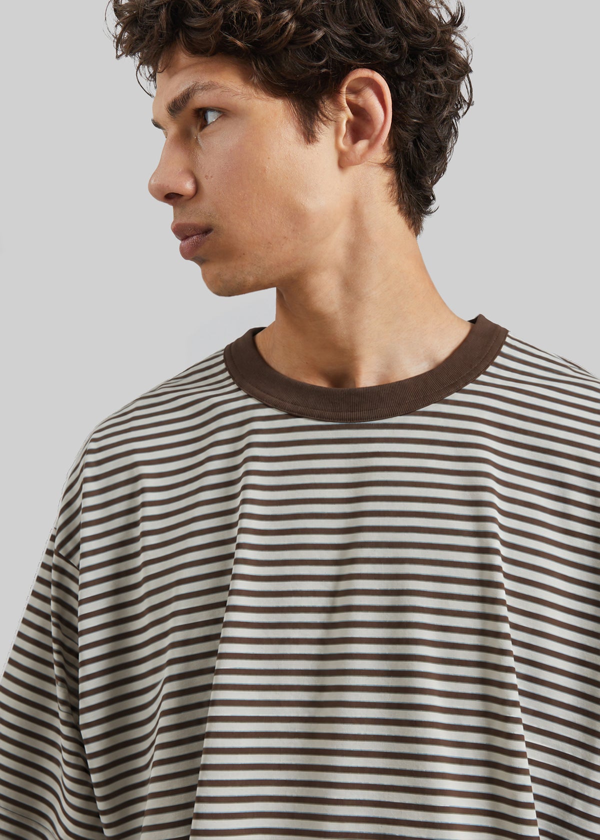 Wallace Oversized T-Shirt - Beige/Brown Stripe