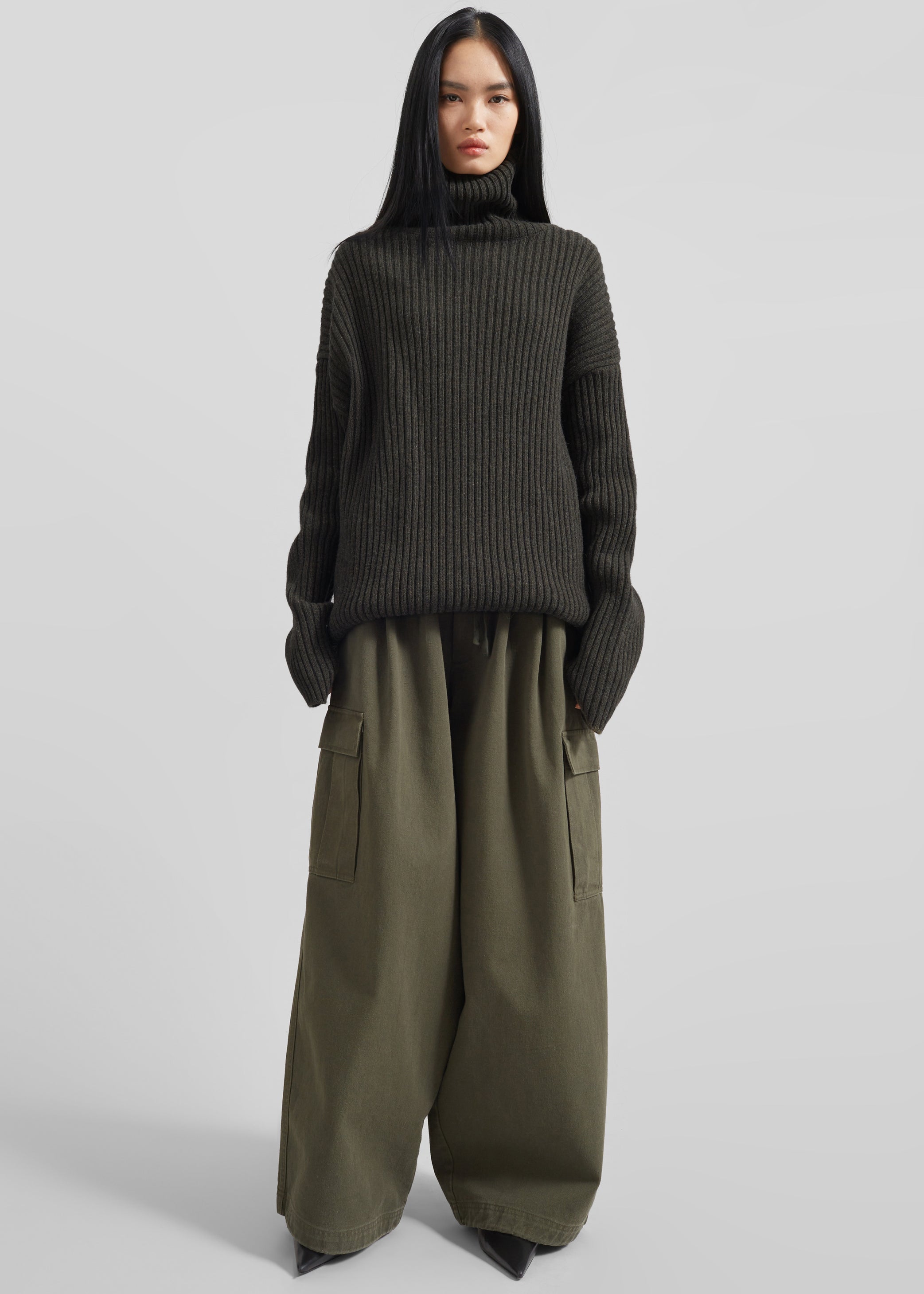 Shop the look image for Thelma Ribbed Sweater Dress - Khaki