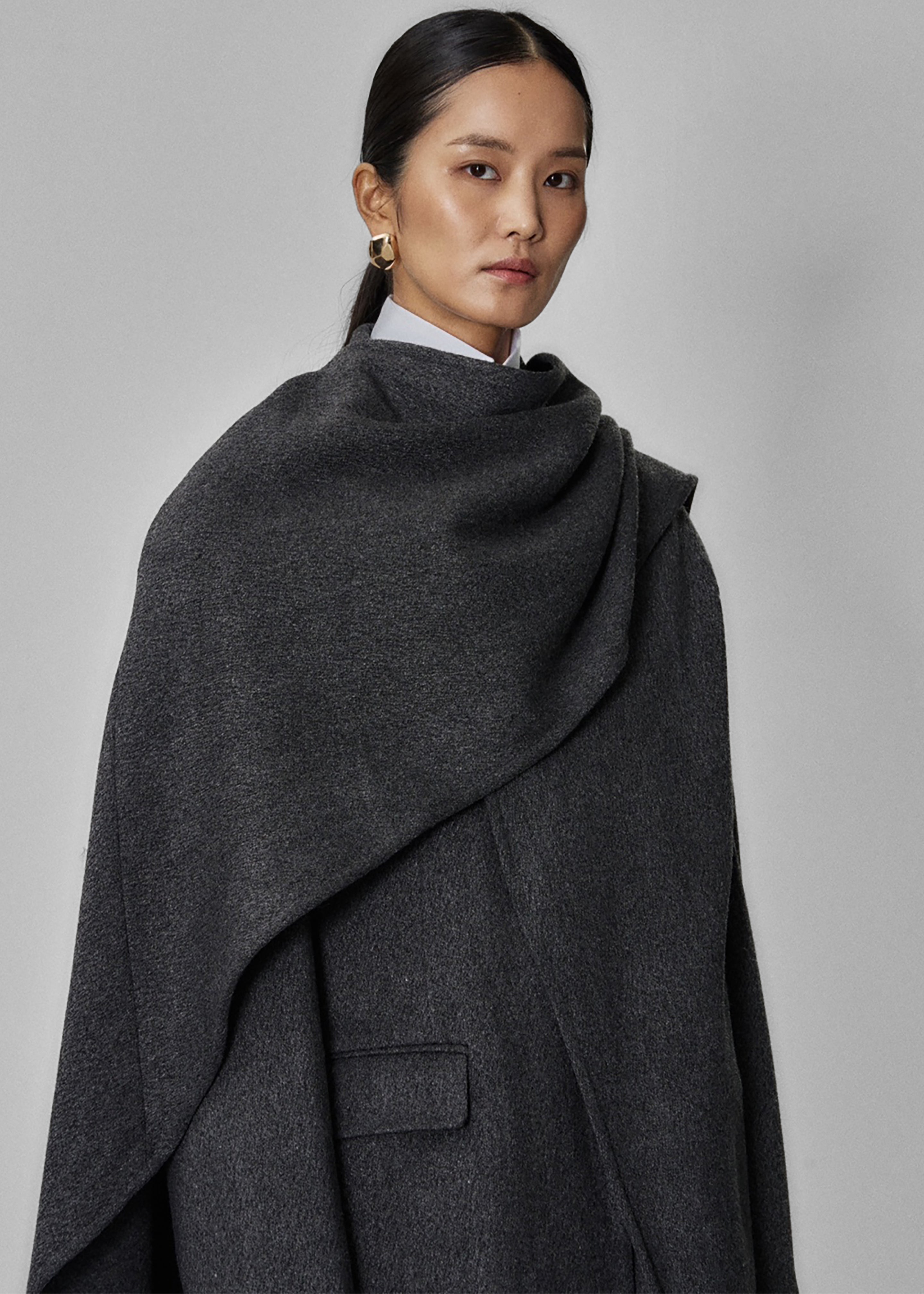 【FETICO】WOOL TAILORED CAPE GRAY サイズ1 WOOL TAILORED CAPE｜FETICO フェティコ