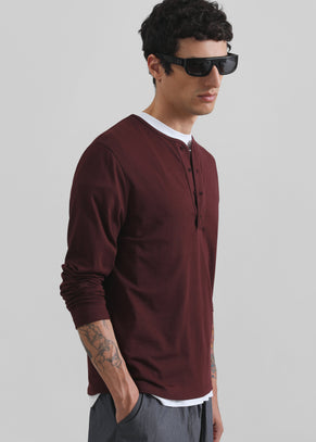 Whitby Modal-Blend Henley T-Shirt - Burgundy