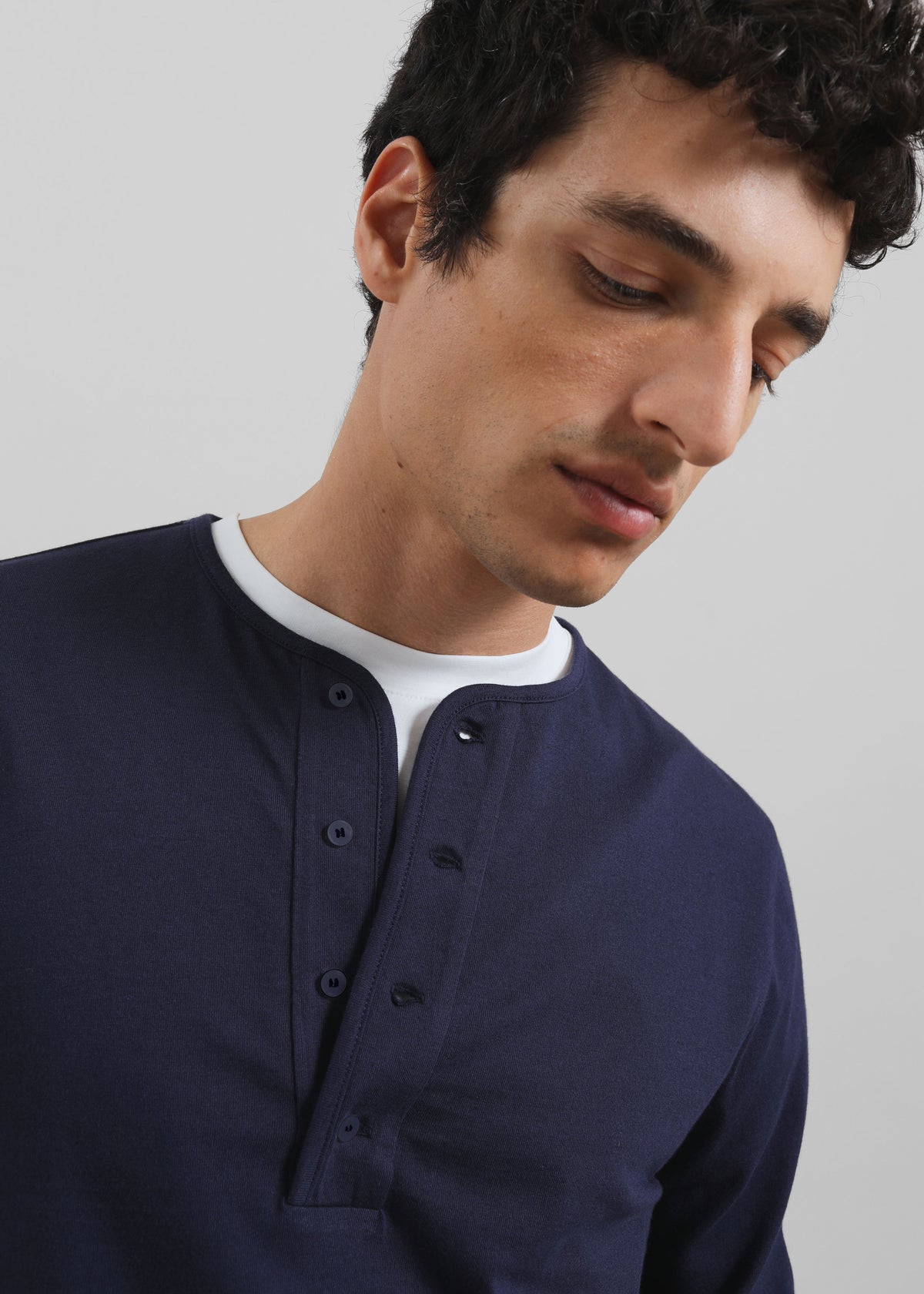 Whitby Modal-Blend Henley T-Shirt - Navy - 2