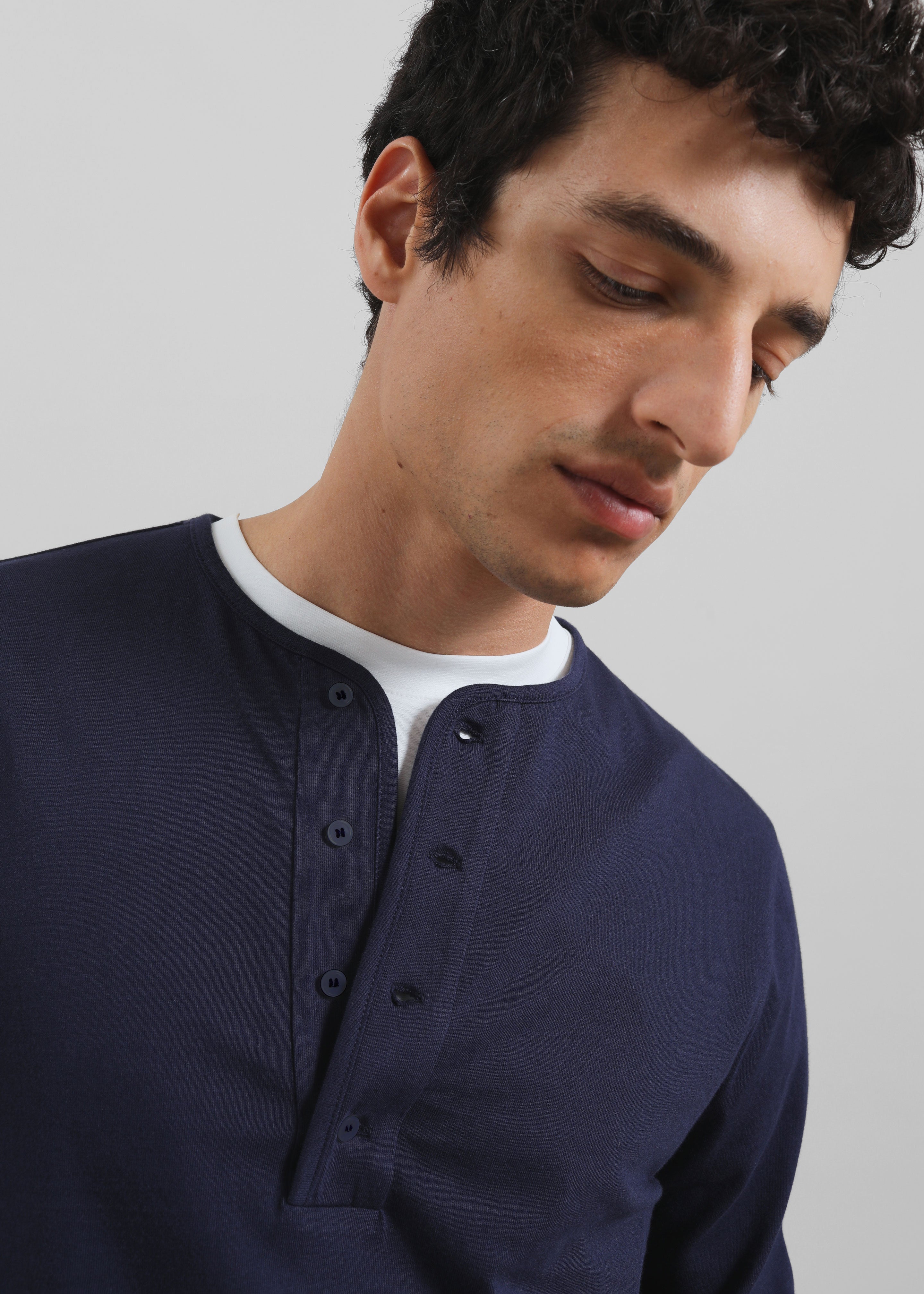 Whitby Modal-Blend Henley T-Shirt - Navy - 2