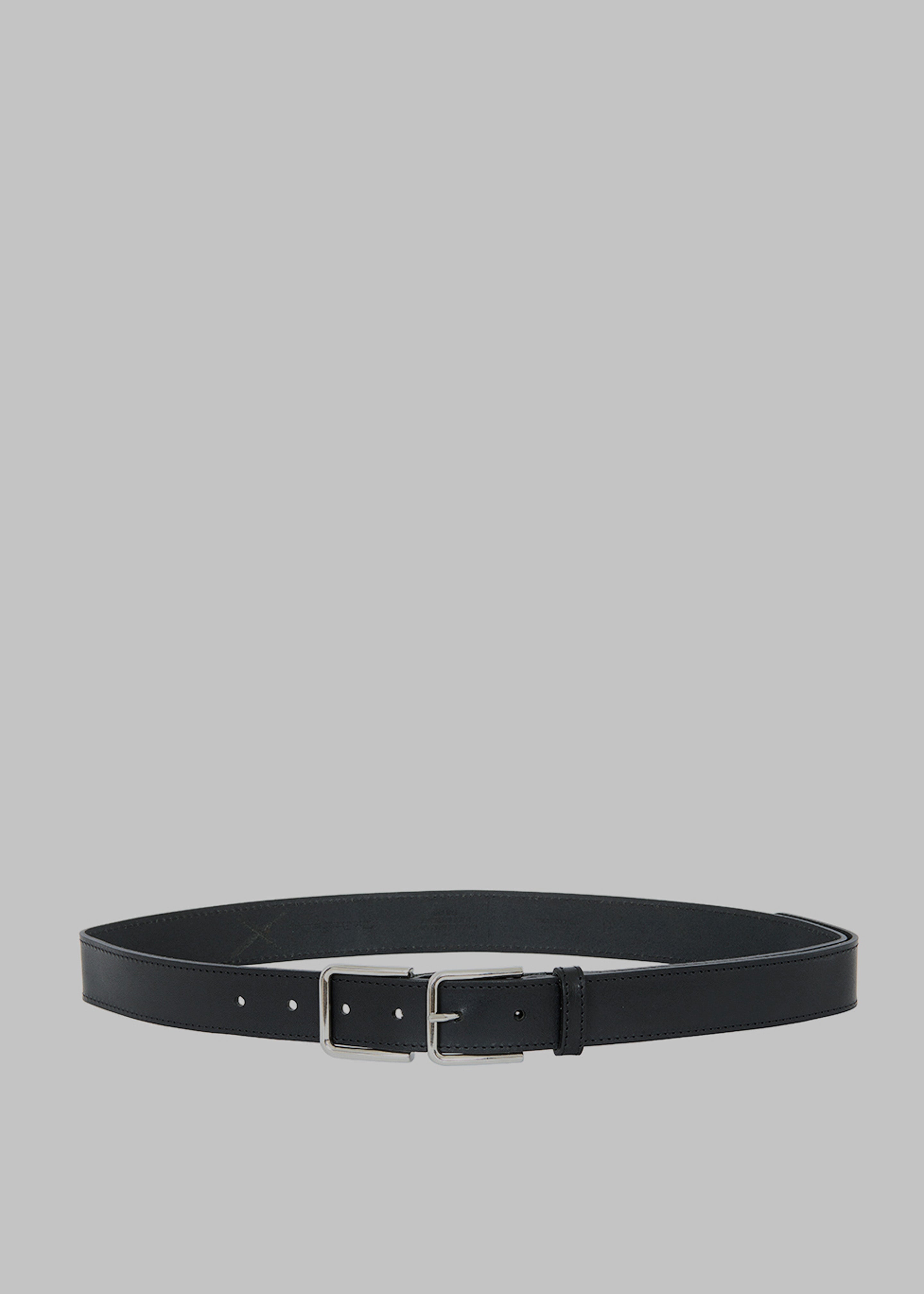 Willow Double Buckle Leather Belt - Black - 6