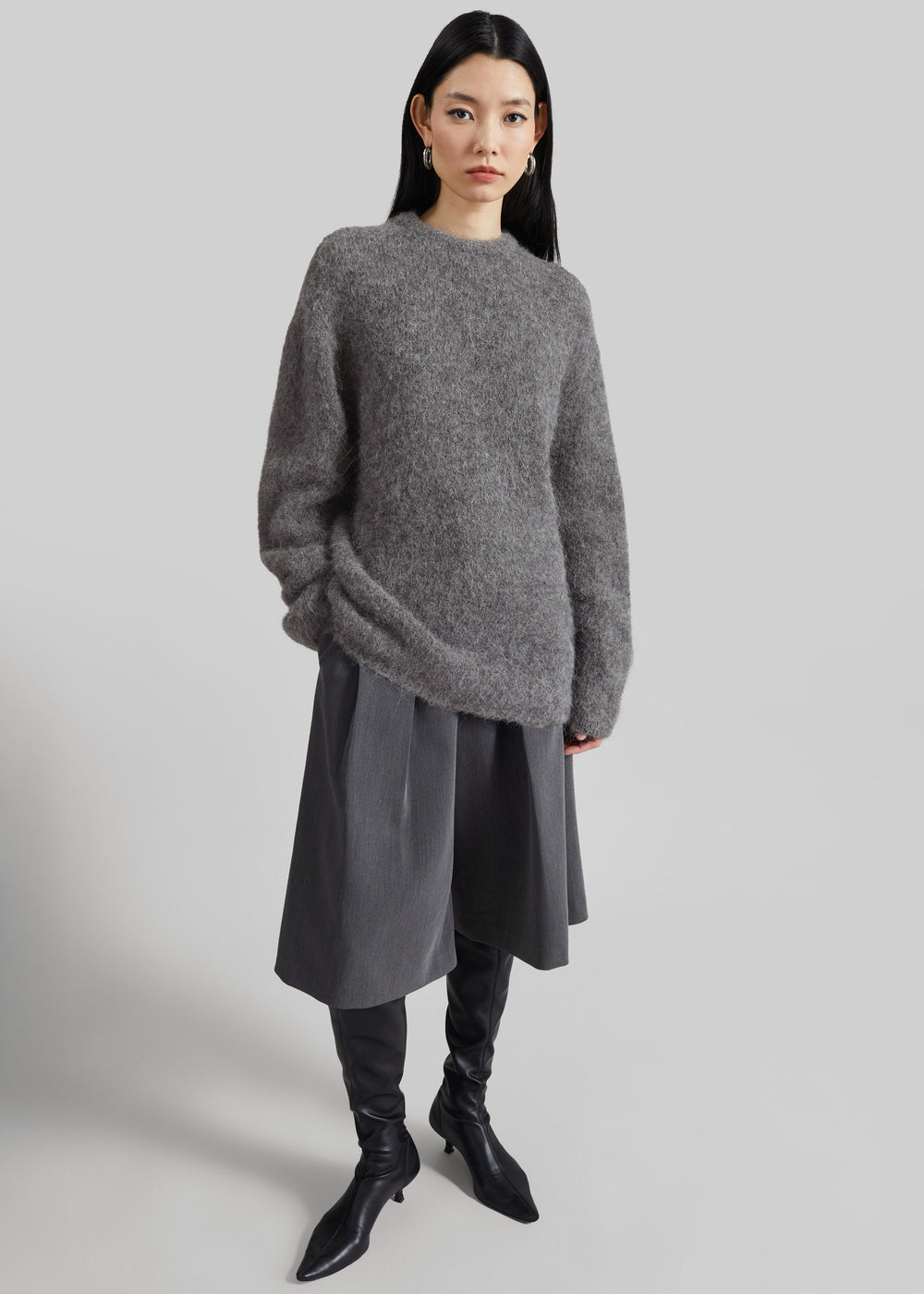 Willy Alpaca Knit Sweater - Grey - 1