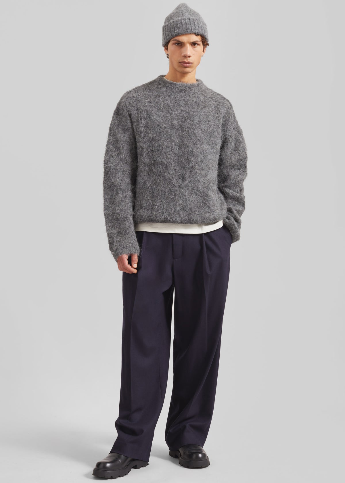 Willy Alpaca Knit Sweater - Grey - 7