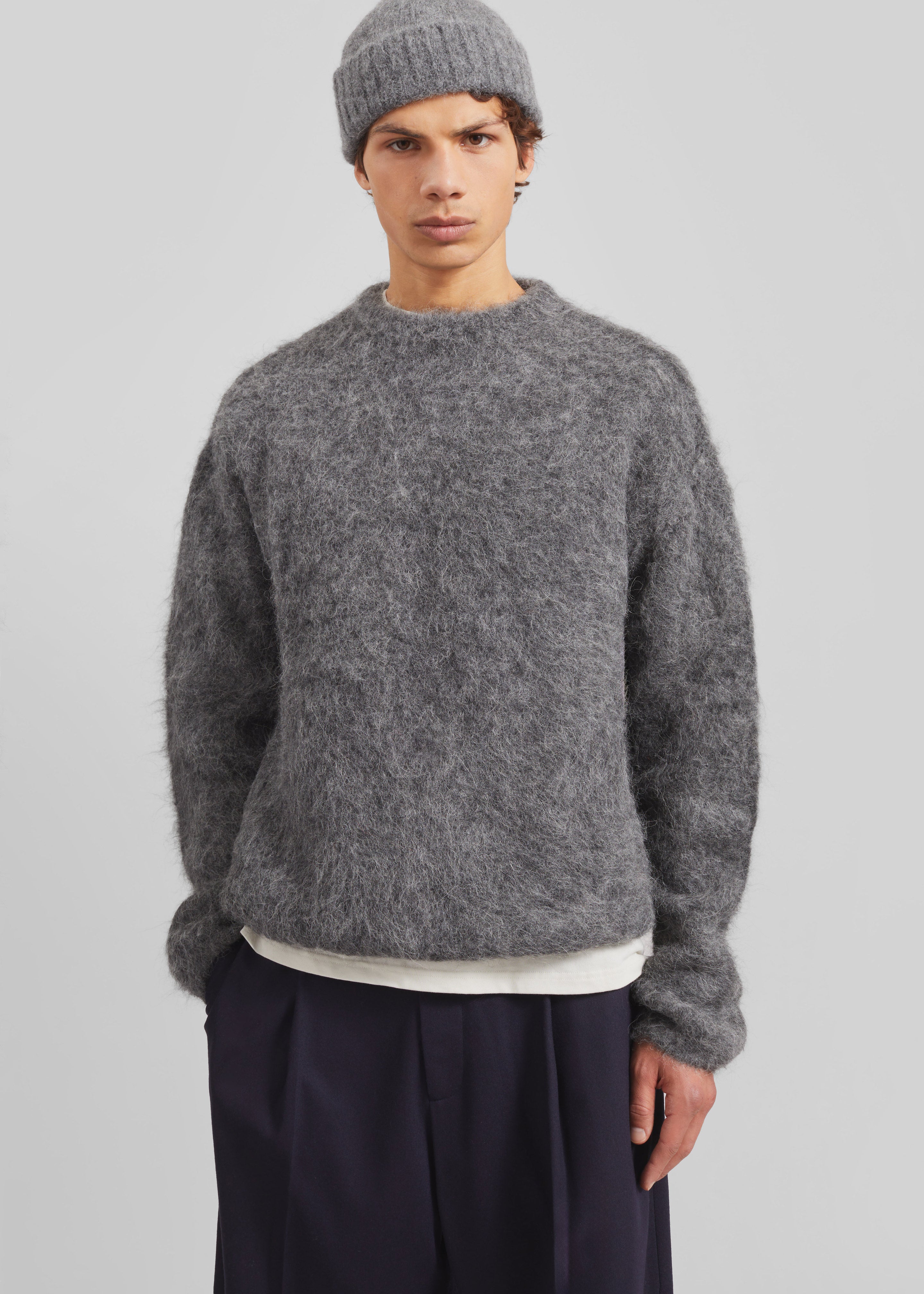 Willy Alpaca Knit Sweater - Grey - 8